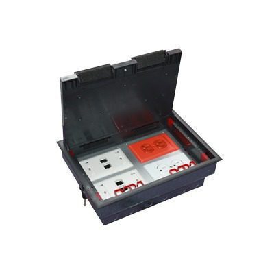 Caja de piso para cuatro módulos universales (Socket M4), para alimentación eléctrica y redes de datos (11000-43401) No incluye faceplates TH-CP-4M - THORSMAN