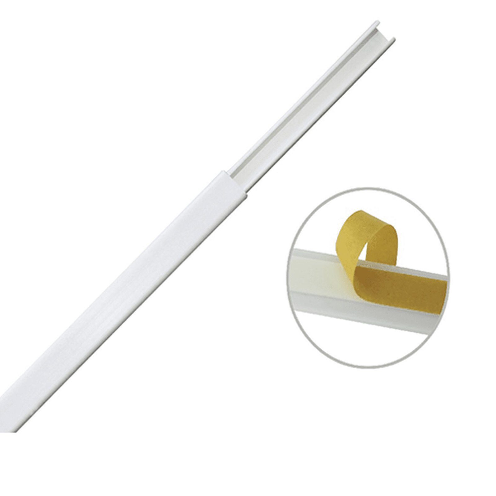 Canaleta color blanco de PVC auto extinguible, de una vía, 12 x 8 mm tramo de 6 pies con cinta adhesiva (5000-21252) TMK-0812-CC - THORSMAN