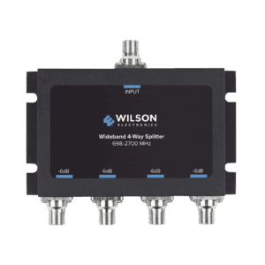 Divisor de potencia de 4 vías para la distribución de señal a dos antenas de servicio | 6 dB de pérdida por puerto | Conectores F hembra 850-036 196117 - WILSONPRO / WEBOOST