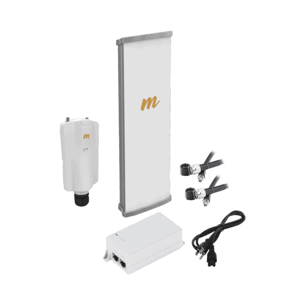 Kit de radio A5x con antena N545X2 Kit de radio A5x con antena N545X2, 4.9 a 6.4 GHz, 700 Mbps, hasta 64 usuarios concurrentes, Monitoreo a travez de la nube, incluye jumper y montaje A5XN45KIT 203780 - MIMOSA NETWORKS