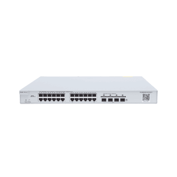 Switch Administrable PoE con 24 puertos Gigabit PoE 802.3af/at + 4 SFP+ para fibra 10Gb Switch Administrable PoE con 24 puertos Gigabit PoE 802.3af/at + 4 SFP+ para fibra 10Gb, gestión gratuita desde la nube, 370w RG-NBS3200-24GT4XS-P 203994 - RUIJIE