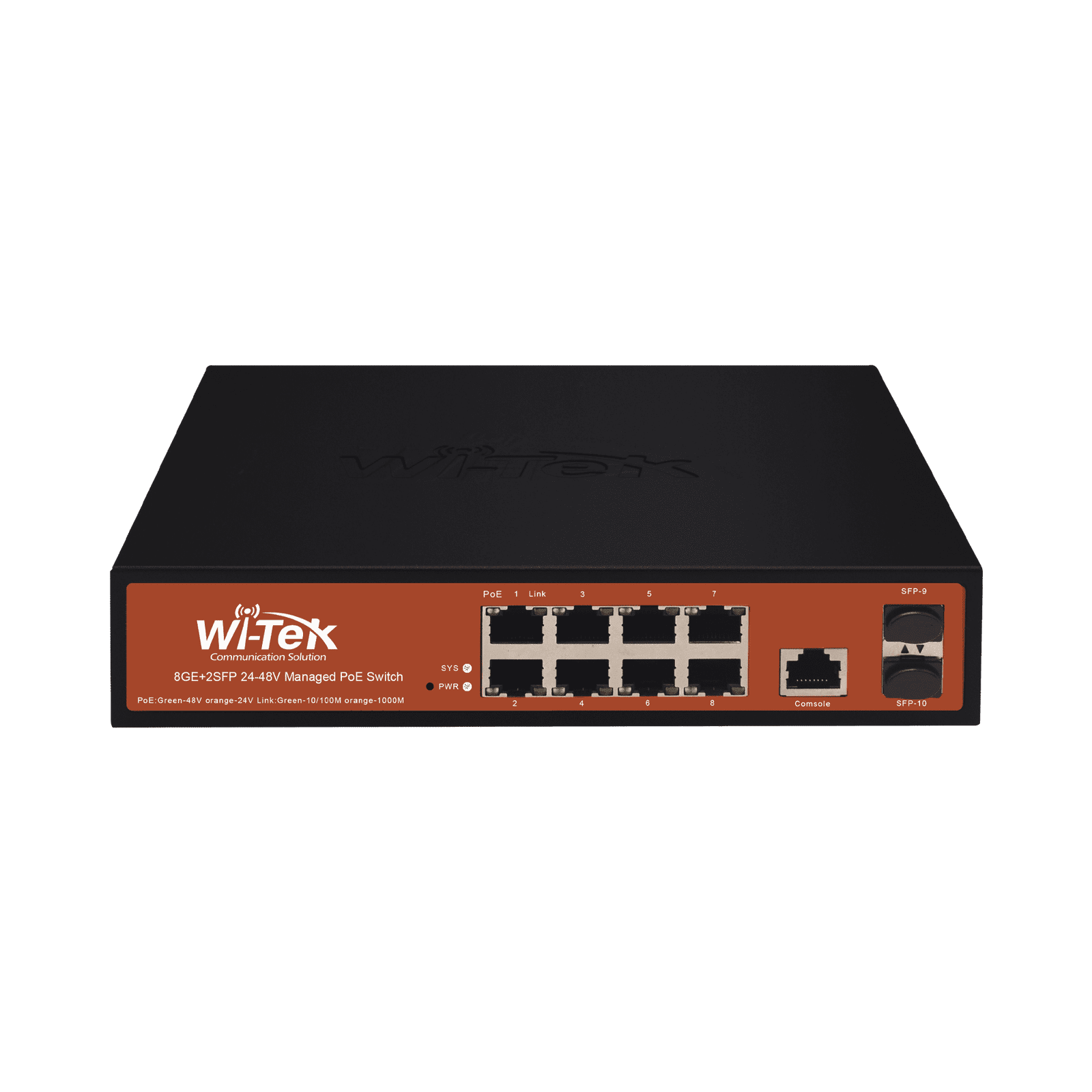 Switch Administrable de 8 puertos Gigabit Ethernet con PoE 802.3 af/at y 24V Pasivo + 2 SFP Gigabit, 150 W WI-PMS310GF-ALIEN 188228 - WI-TEK