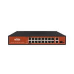 Switch PoE (802.3af/at/bt) / No administrable de largo alcance / Hasta 250m / 16 x 10/100Mbps (PoE) + 2 x 100/1000Mbps + 1 x SFP / 200 W WI-PS518G 170794 - WI-TEK