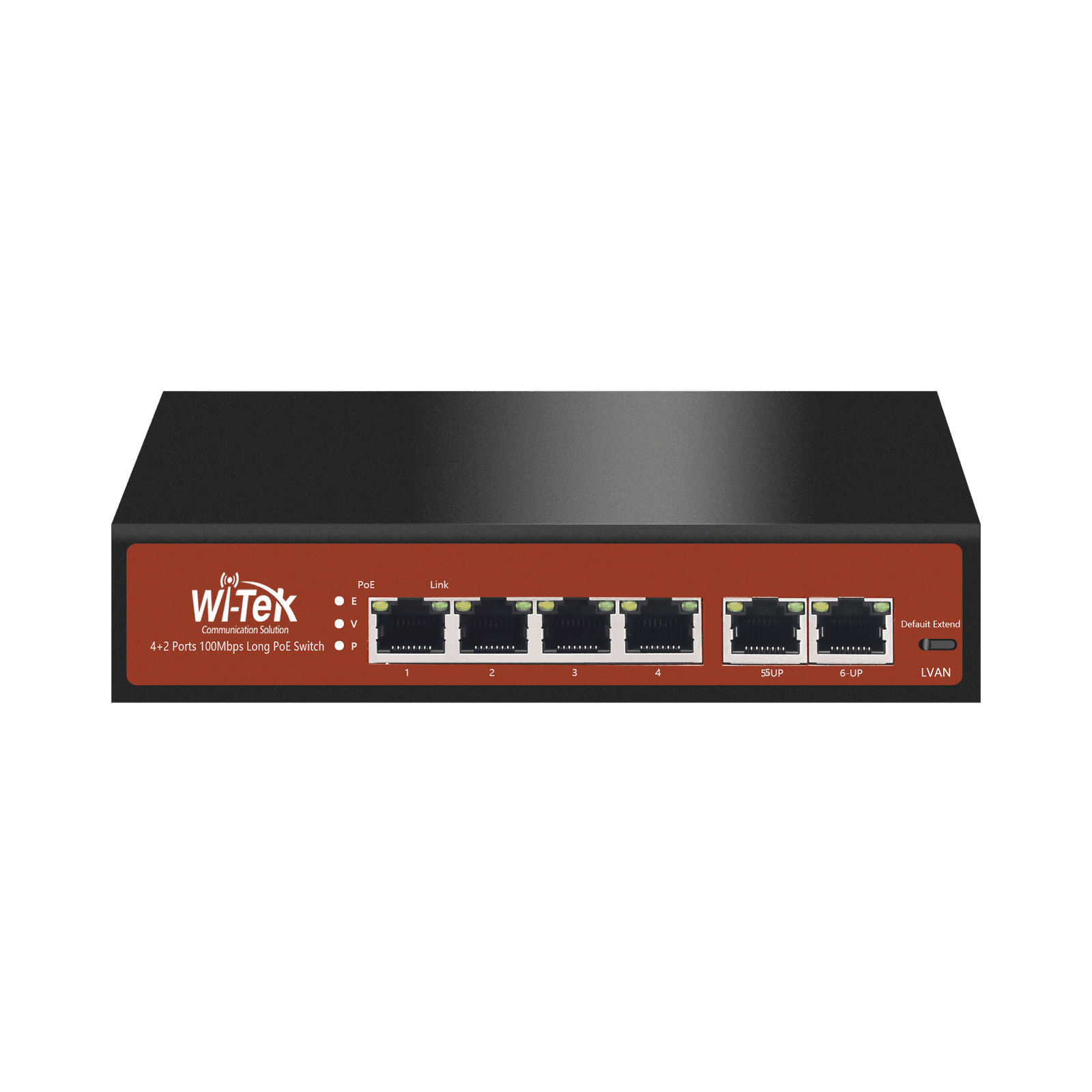 Switch PoE (802.3af/at/bt) / No administrable de largo alcance / Hasta 250m / 4×10/100Mbps (PoE) + 2×10/100Mbps Uplink / Presupuesto 65 W WI-PS205 170793 - WI-TEK