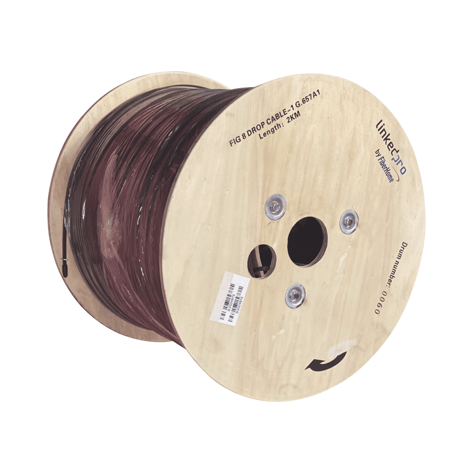 Carrete de 2 km de Fibra Óptica Aérea Mini Figura 8 G.657A1 tipo Drop, Monomodo de 1 Hilo (unifibra), Color Negro IC-FIG8A1-1C/2KM - LINKEDPRO BY FIBERHOME