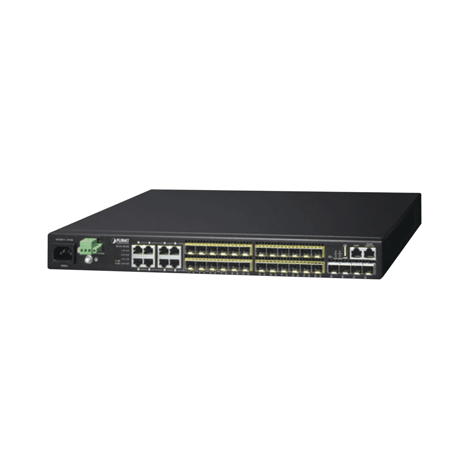 Switch Core Capa 3, 24 Puertos SFP 100/1000X, 8 Puertos Compartidos Gigabit Ethernet, 4 Puertos SFP de 10 Gbps XGS3-24242-V3 201236 - PLANET