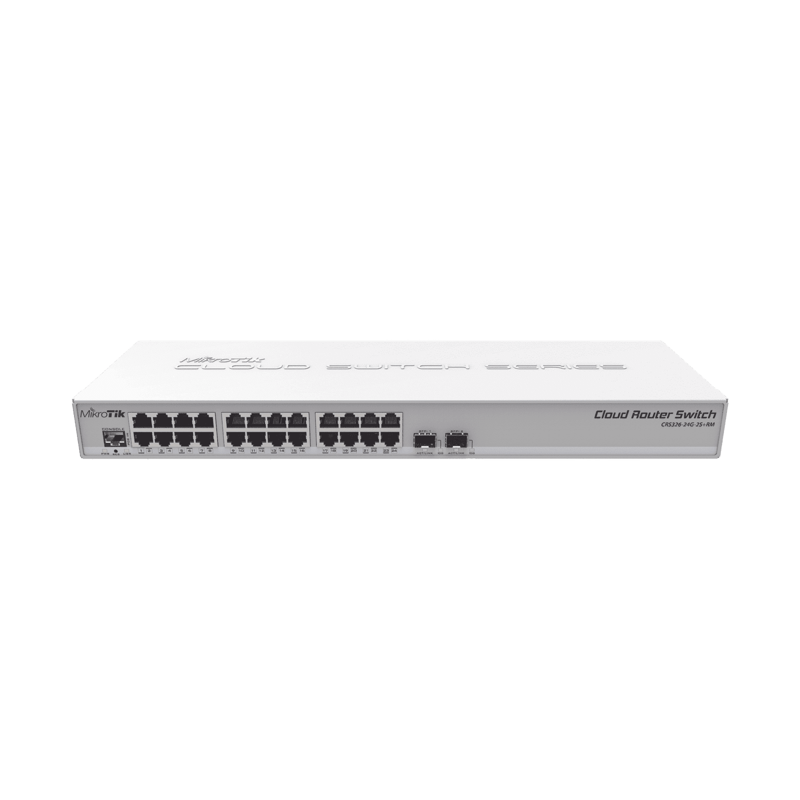 Switch Sistema Operativo Dual 24 Puertos Gigabit Ethernet y 2 Puertos SFP+ CRS326-24G-2S+RM 196782 - MIKROTIK