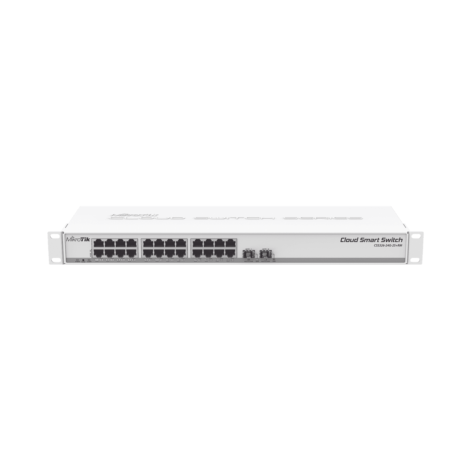 Cloud Smart Switch, 24 puertos Gigabit, 2 puertos SFP+ SwitchOS CSS326-24G-2S+RM 198023 - MIKROTIK
