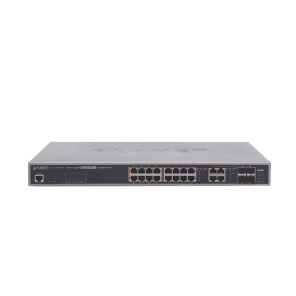 Switch administrable L2 Switch administrable L2, 16 puertos 10/100/1000T Ultra PoE + 4 puertos Gigabit Combo TP/SFP GS-4210-16UP4C 188145 - PLANET