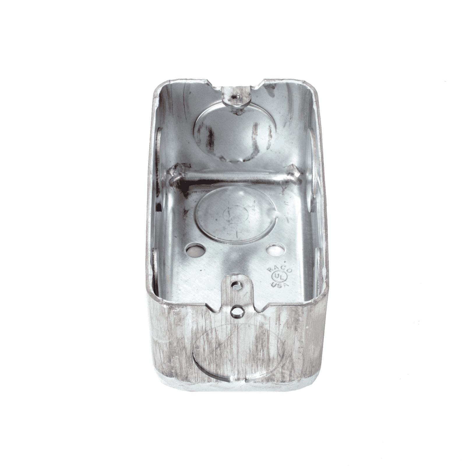 Caja (Chalupa) 4×2″ / Profundidad 1-7/8″ / 7 Entradas de 3/4″ / Troquelada. HUB-663 - RACO