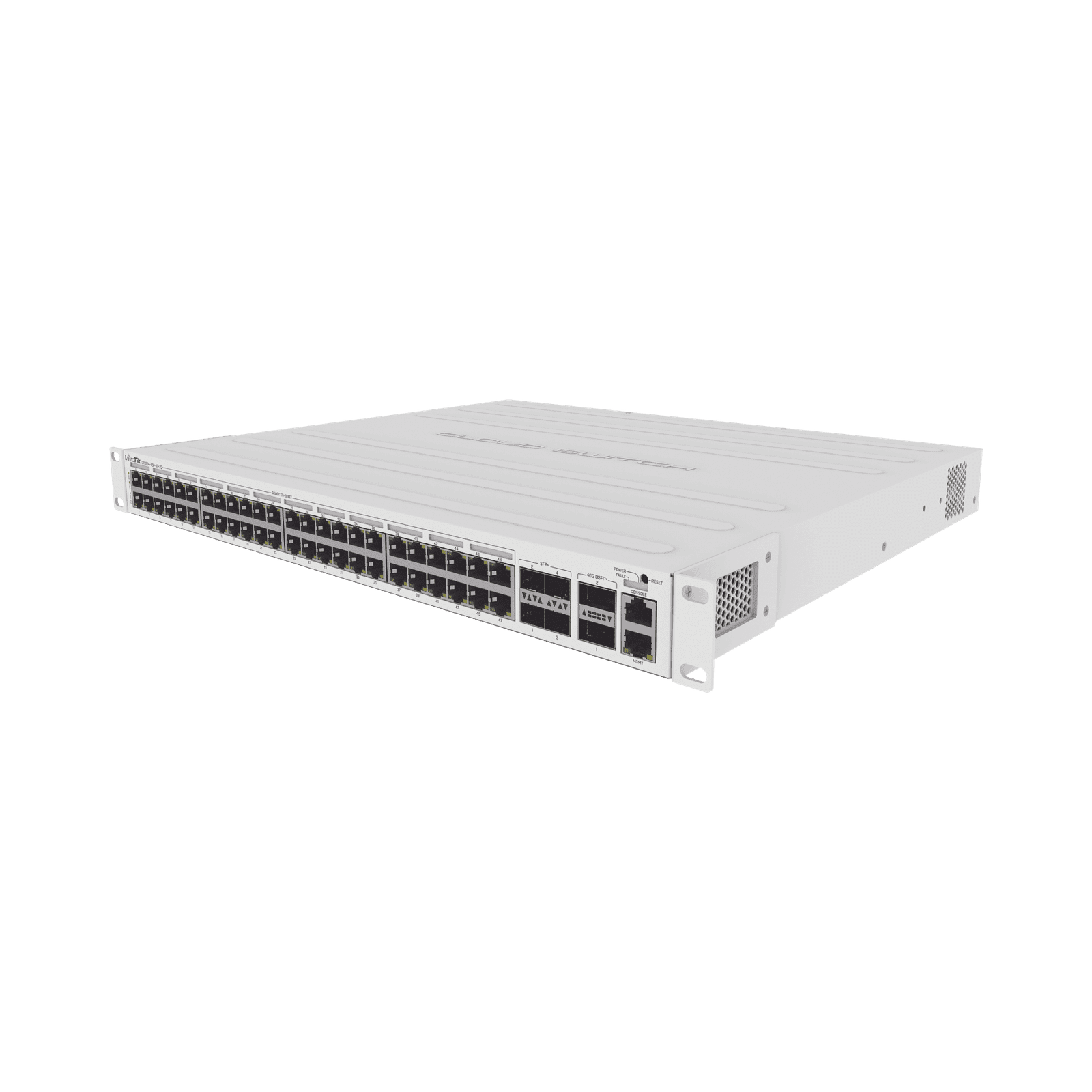Cloud Router Switch 48 puertos PoE 802.3af/at Gigabit, 4 puertos SFP+ 10G, 2 puertos QSFP+ 40G, Montaje en Rack CRS354-48P-4S+2Q+RM 191865 - MIKROTIK