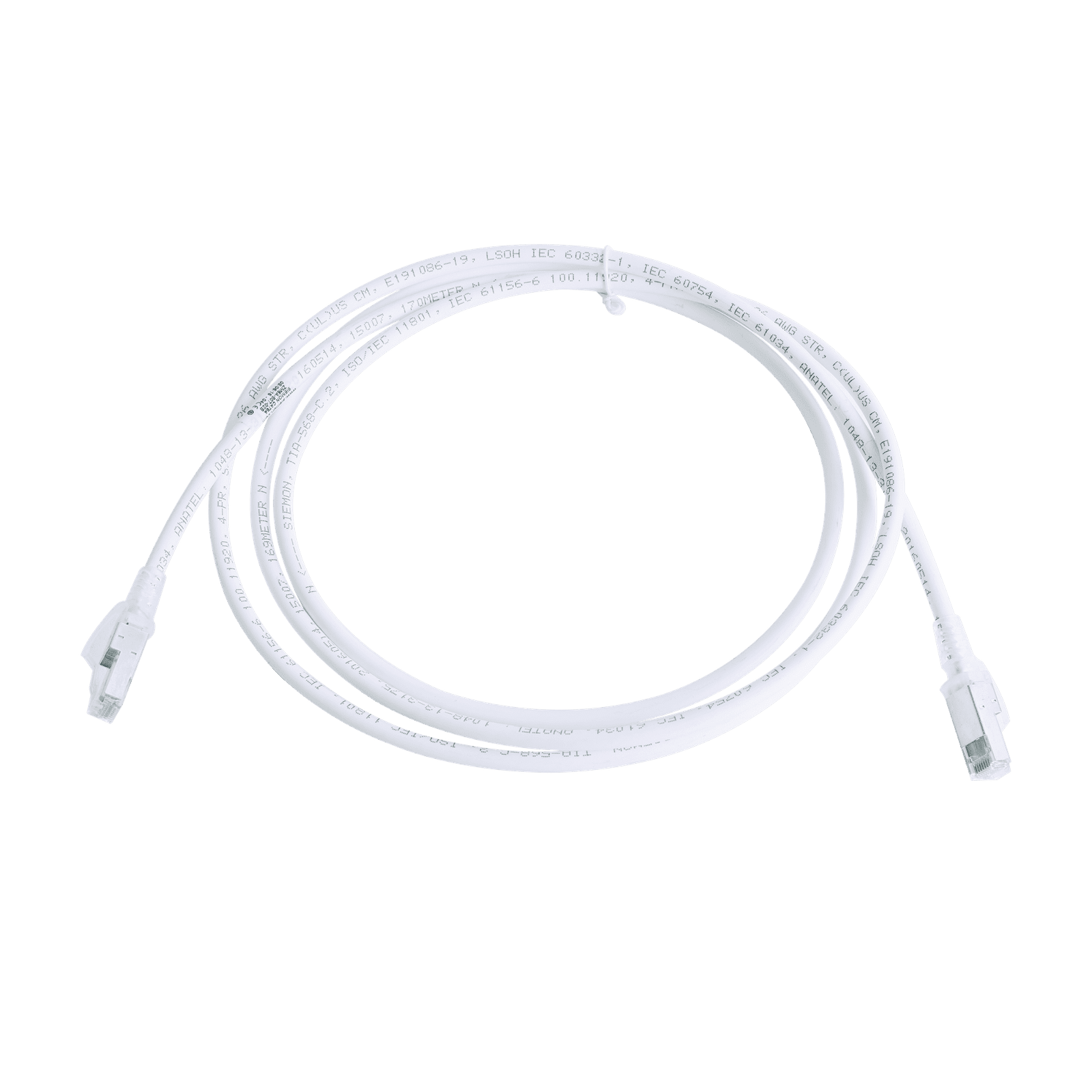 Patch Cord Z-MAX Cat6A S/FTP, CM/LS0H, 7ft, Color Blanco, Versión Bulk (Sin Empaque Individual) ZM6A-S07-02B - SIEMON