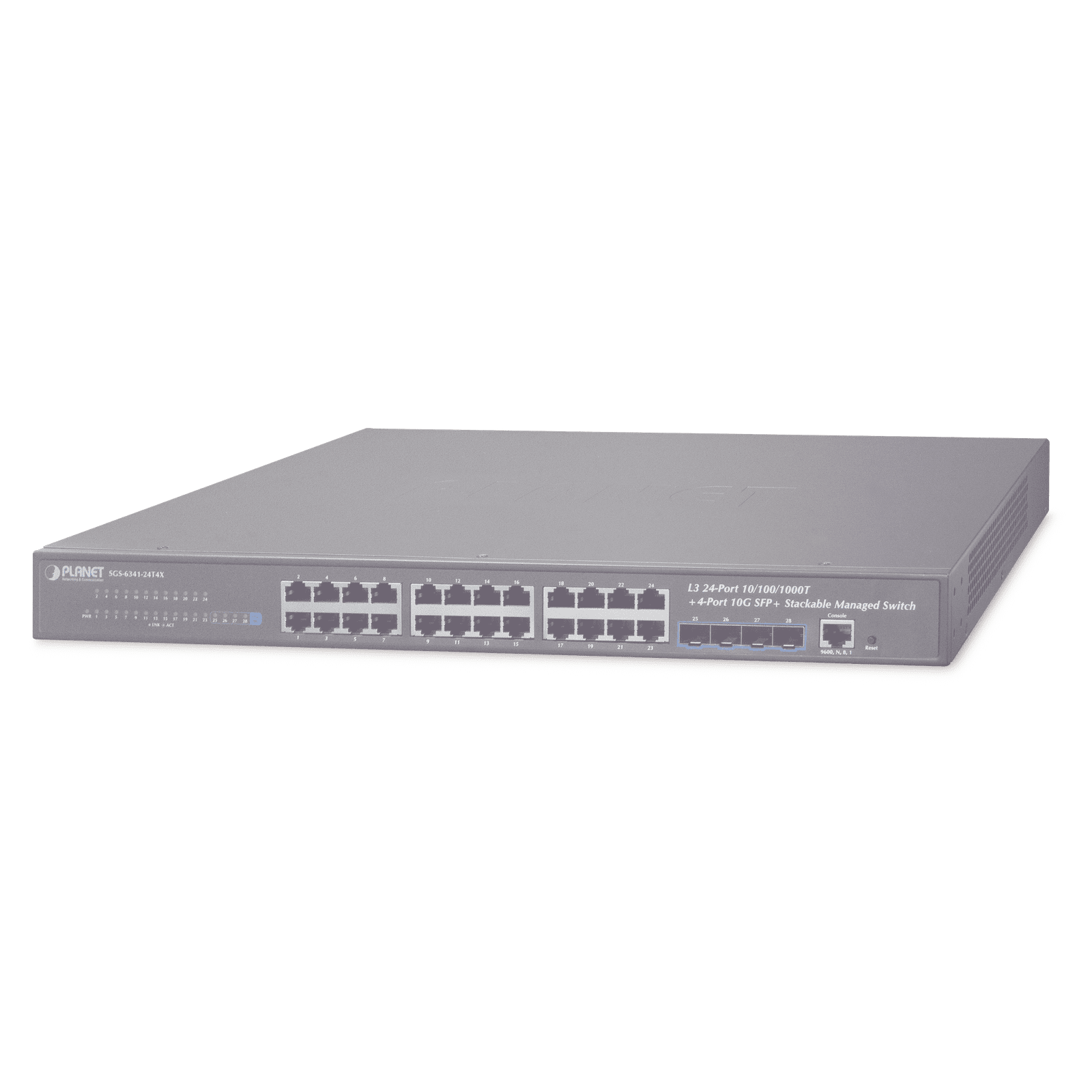 Switch Administrable Capa 3, 24-Puertos 10/100/1000T + 4-Puertos 10G SFP+, Apilable SGS-6341-24T4X 88737 - PLANET