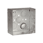 Caja Cuadrada Galvanizada de 4″ x 4″/ Profundidad de 2 1/8″ /8 Entradas 1″, 3 Entradas 1/2″ y  2 Entradas 3/4″/ Soldada. HUB-233 - RACO