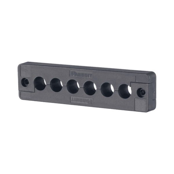 Pasacables de 6 Orificios en Línea 4.41" X 0.67" IP65 Pasacables de 6 Orificios en Línea 4.41″ X 0.67″ IP65, para Cables Terminados, Color Negro CEST2-A6 - PANDUIT