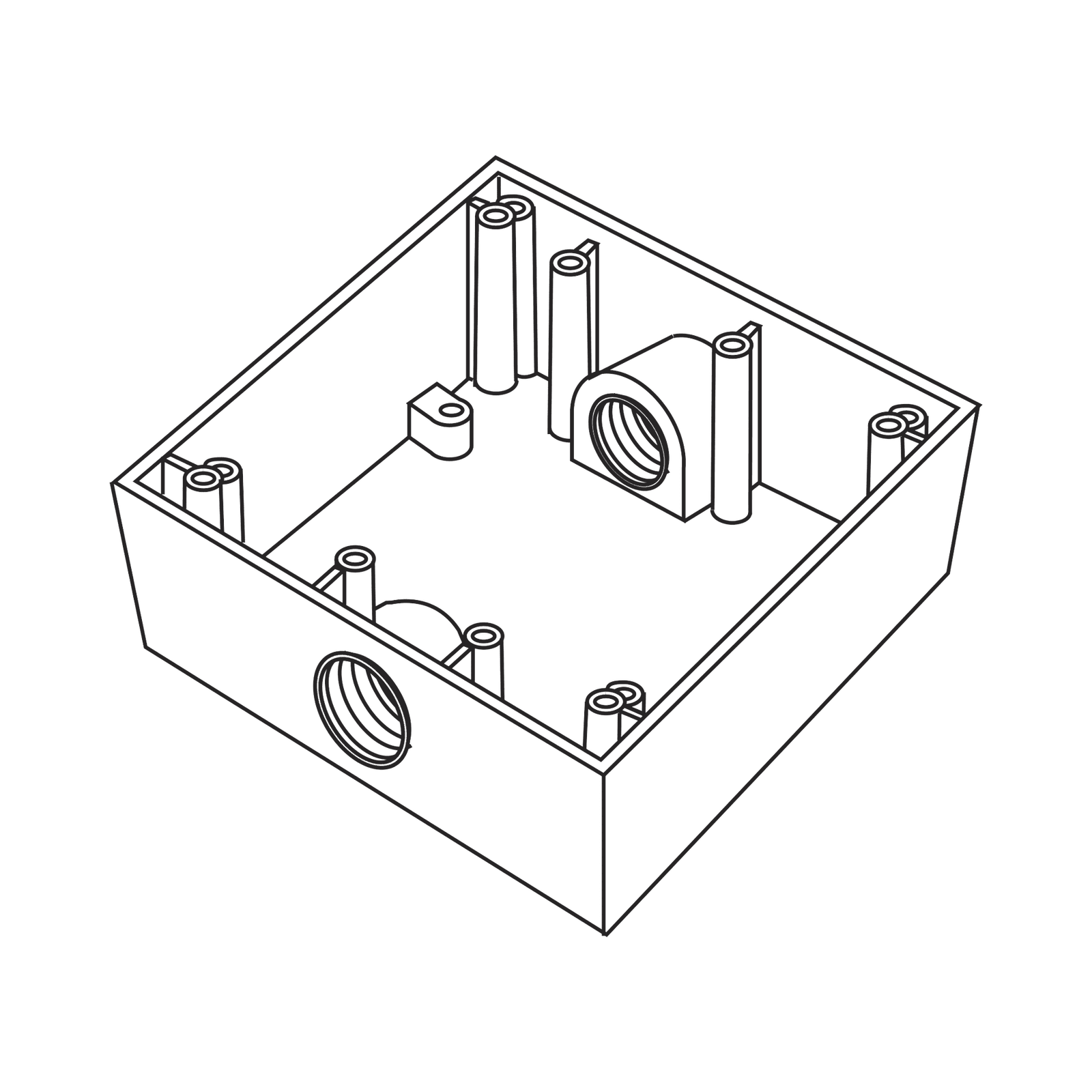 Caja Cuadra de 3/4″ a Prueba de  Intemperie/ Cuenta con 2 salidas. RC-04-83 - RAWELT