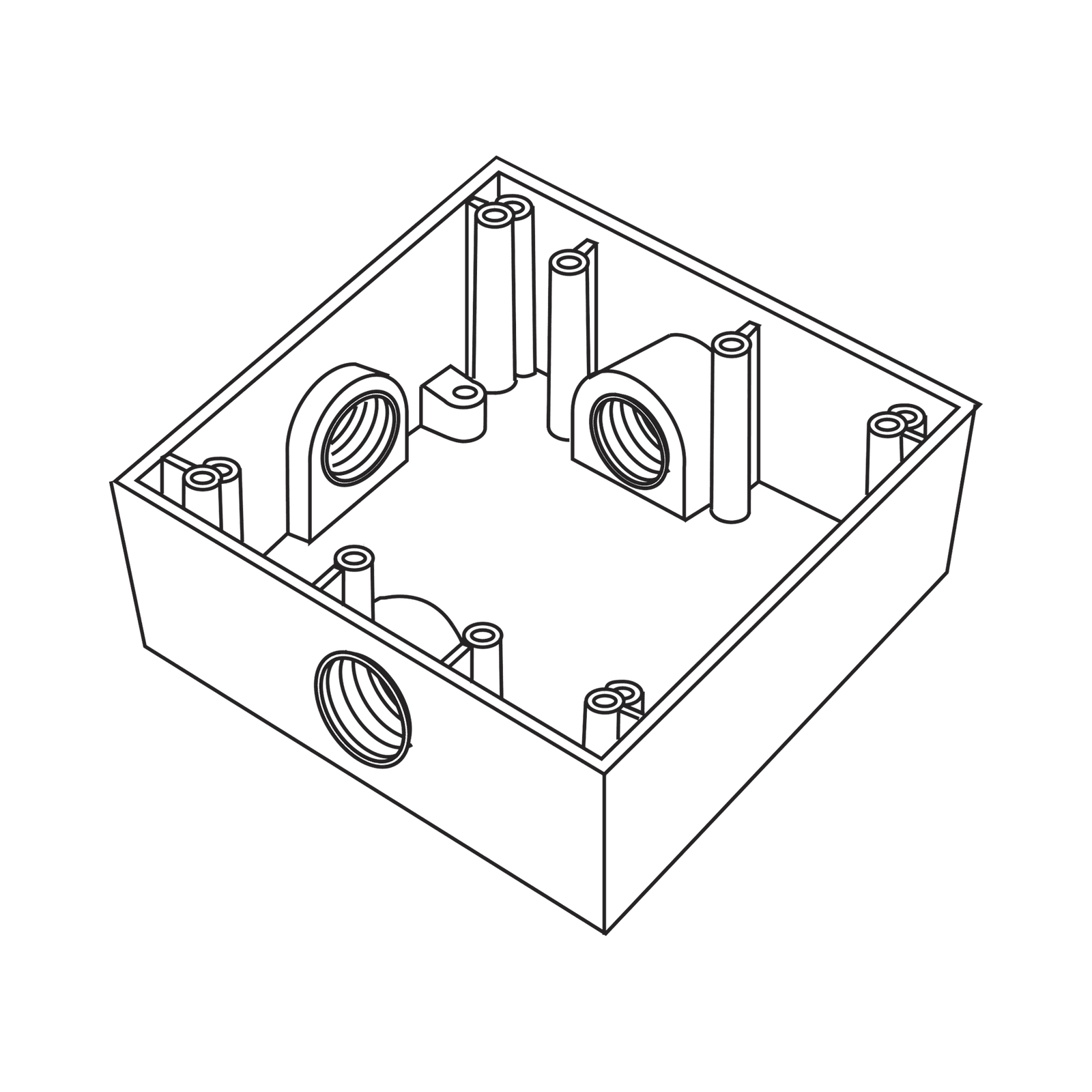Caja Cuadrada de 3/4″ (19.05 mm) a Prueba de Intemperie/ Cuenta con 3 bocas. RC-0503 - RAWELT