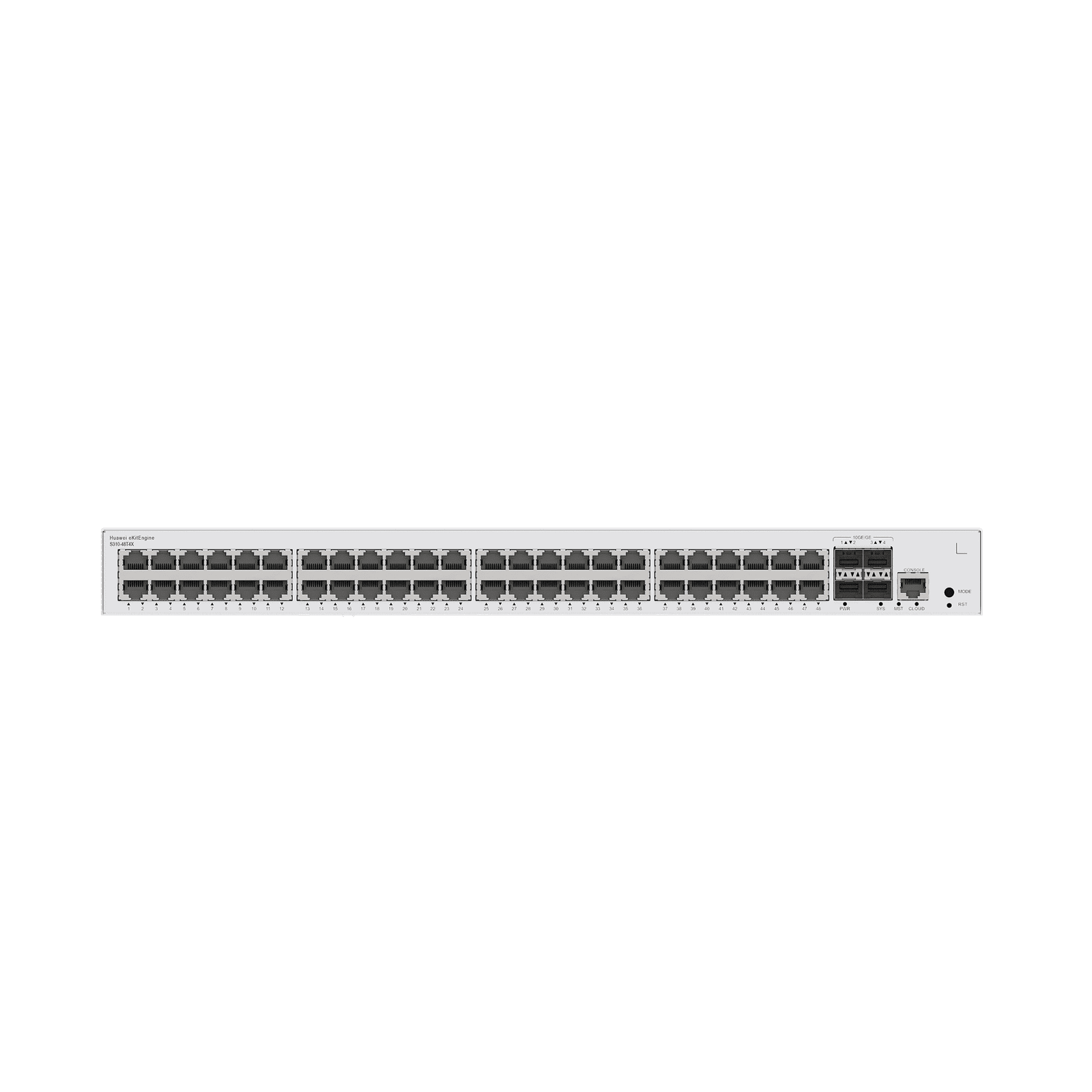 HUAWEI eKit – Switch Gigabit Administrable Capa 3 / 48 puertos 10/100/1000 Mbps / 4 Puertos SFP+ Uplink / iStack / Administración Nube Gratis S310-48T4X 223804 - HUAWEI