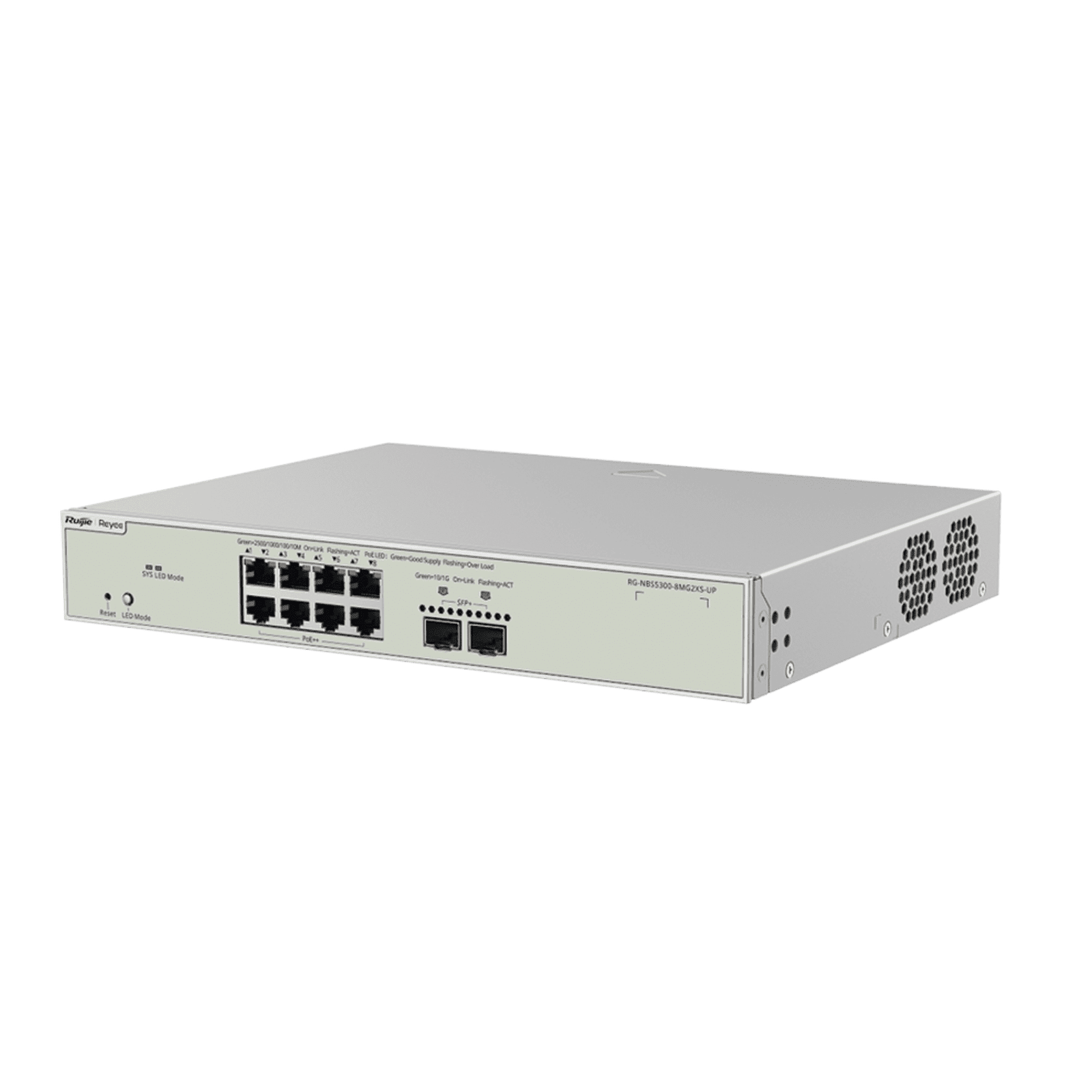 Switch Multi-Gigabit PoE 370W 802.3BT Capa 3 Administrable Cloud, Diseñado Para Access Points WiFi 6 RG-NBS5300-8MG2XS-UP 223650 - RUIJIE