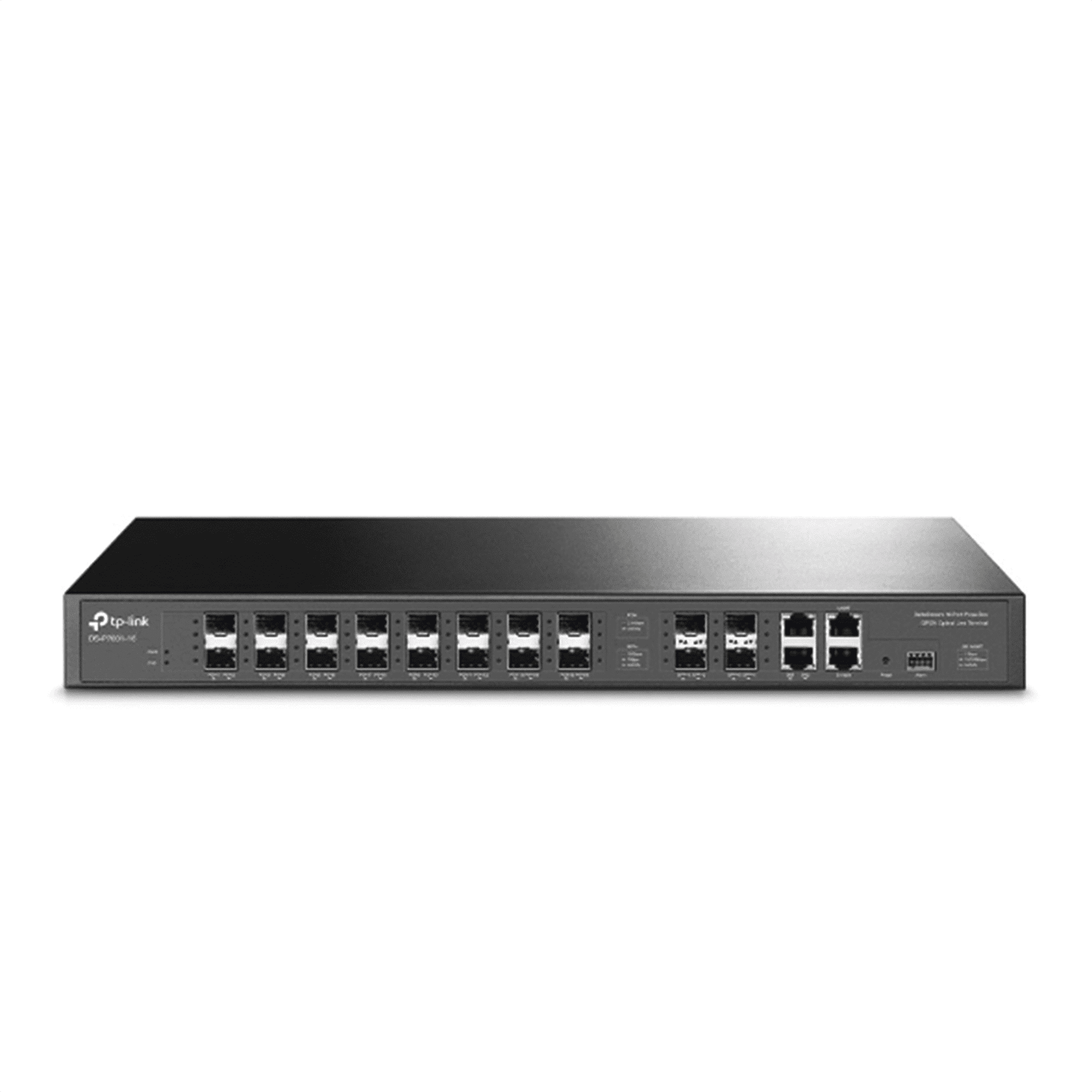 DeltaStream – OLT de 16 puertos GPON / Conexión de hasta 2,048 ONUs / 2 Puertos Gigabit RJ45 Uplink / 4 Puertos SFP+ Uplink / Fuentes Redundantes AC- AC (incluidas) / Administración desde la nube (DPMS) DS-P7001-16 - TP-LINK