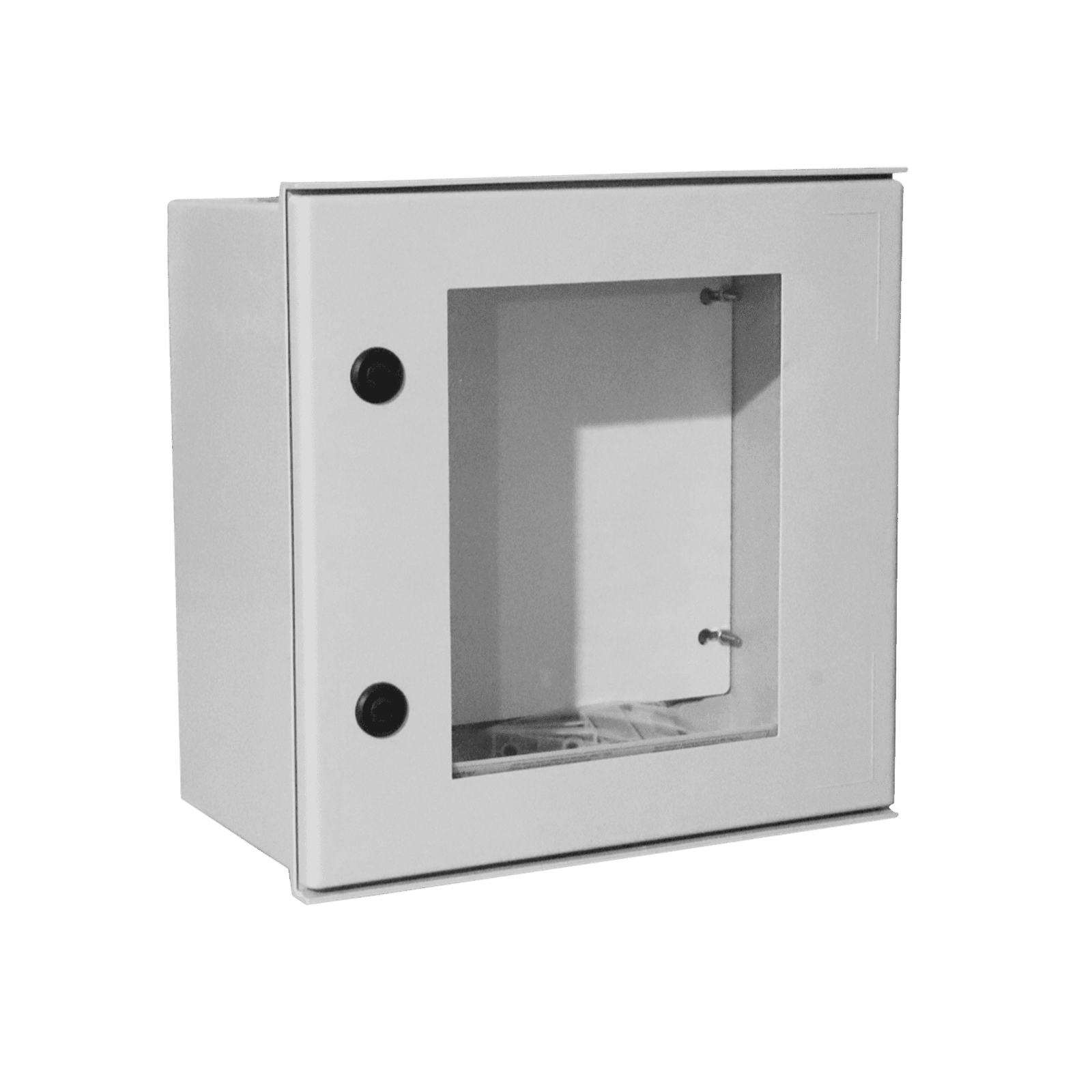 Gabinete de Poliéster IP65 Puerta Transparente, Uso en Intemperie (400 x 400 x 200 mm) con Placa Trasera Interior de Plástico (Incluye Chapa y Llave). PST-4040-20PT - PRECISION