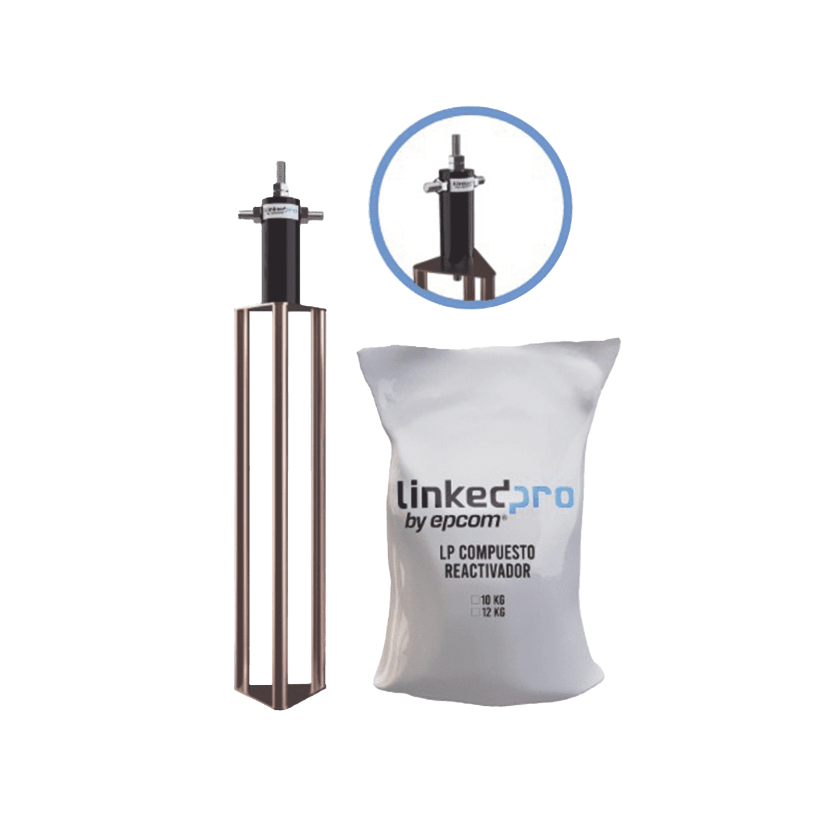 Electrodo para Corriente Máxima de 60 Amp. con Compuesto Mejorador de Terreno LP-GROUND-60A - LINKEDPRO BY EPCOM