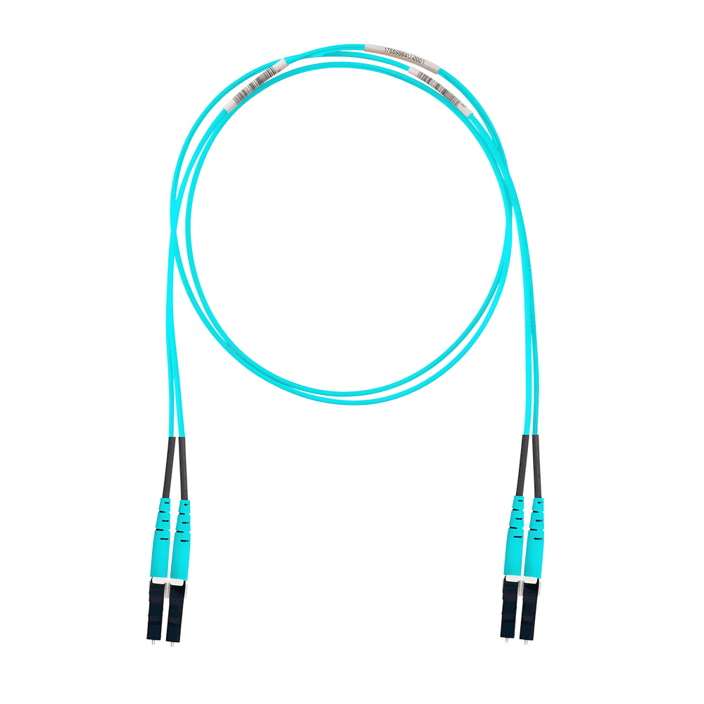 Jumper de Fibra Optica Multimodo 50/125 OM4, LC-LC Duplex, OFNR (Riser), Color Aqua, 10 ft FZ2ERLNLNSNF010