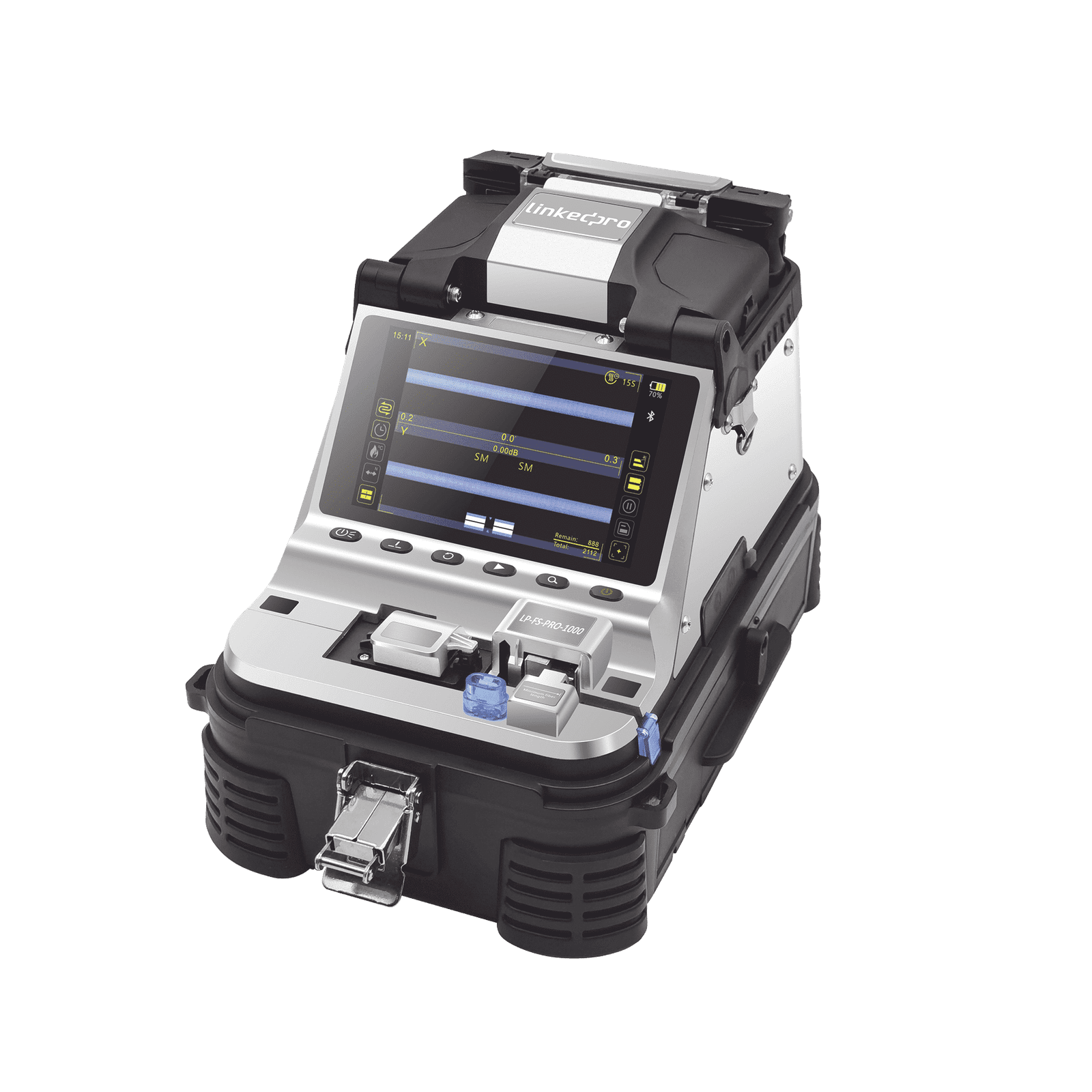 Fusionadora de Fibra Óptica MultiModo y MonoModo / 6 motores / Alineación por Núcleo / OPM + VFL / Cleaver Eléctrico de Gran Presición LP-FS-PRO-1000 - LINKEDPRO BY EPCOM