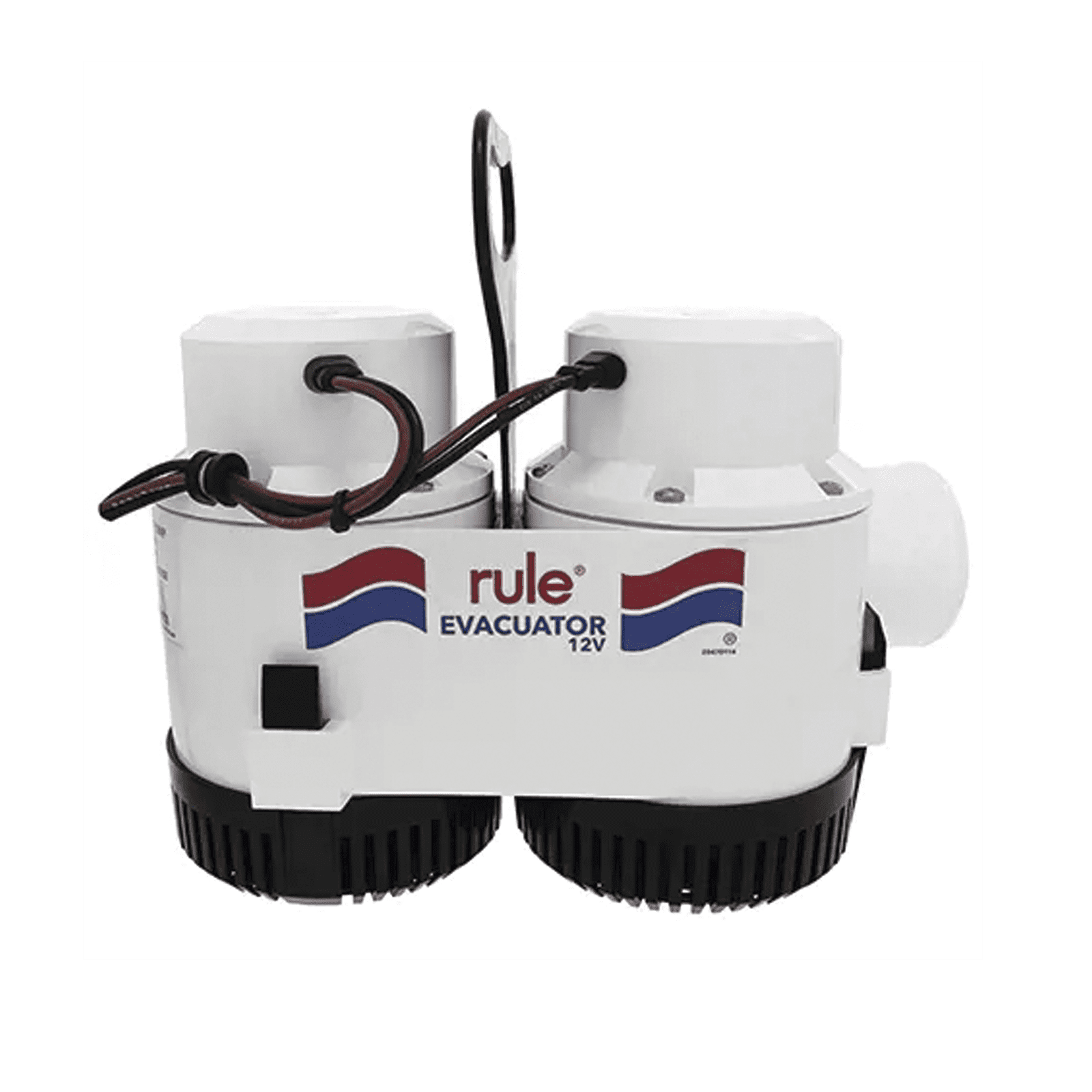 Bomba de evacuación con capacidad de desagüe de 7700 galones por hora a 12 Volts de corriente directa. 7700D - RULE