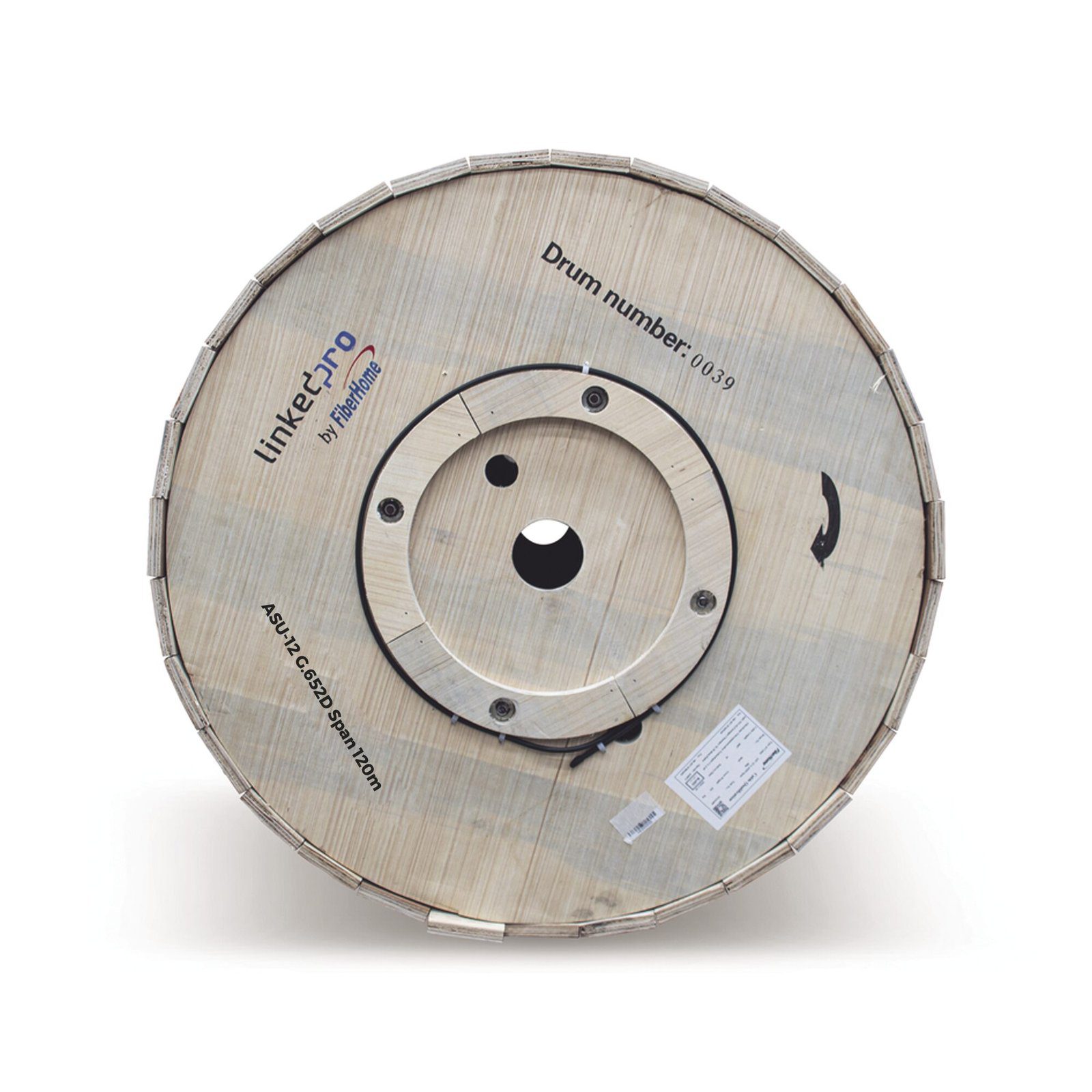 Carrete de 4 km de Fibra Óptica Aérea Mini ADSS (ASU) G.652D, Monomodo de 12 Hilos, Exterior, Span 120, Loose Tube MINI-ADSS-12C-S120/4KM - LINKEDPRO BY FIBERHOME