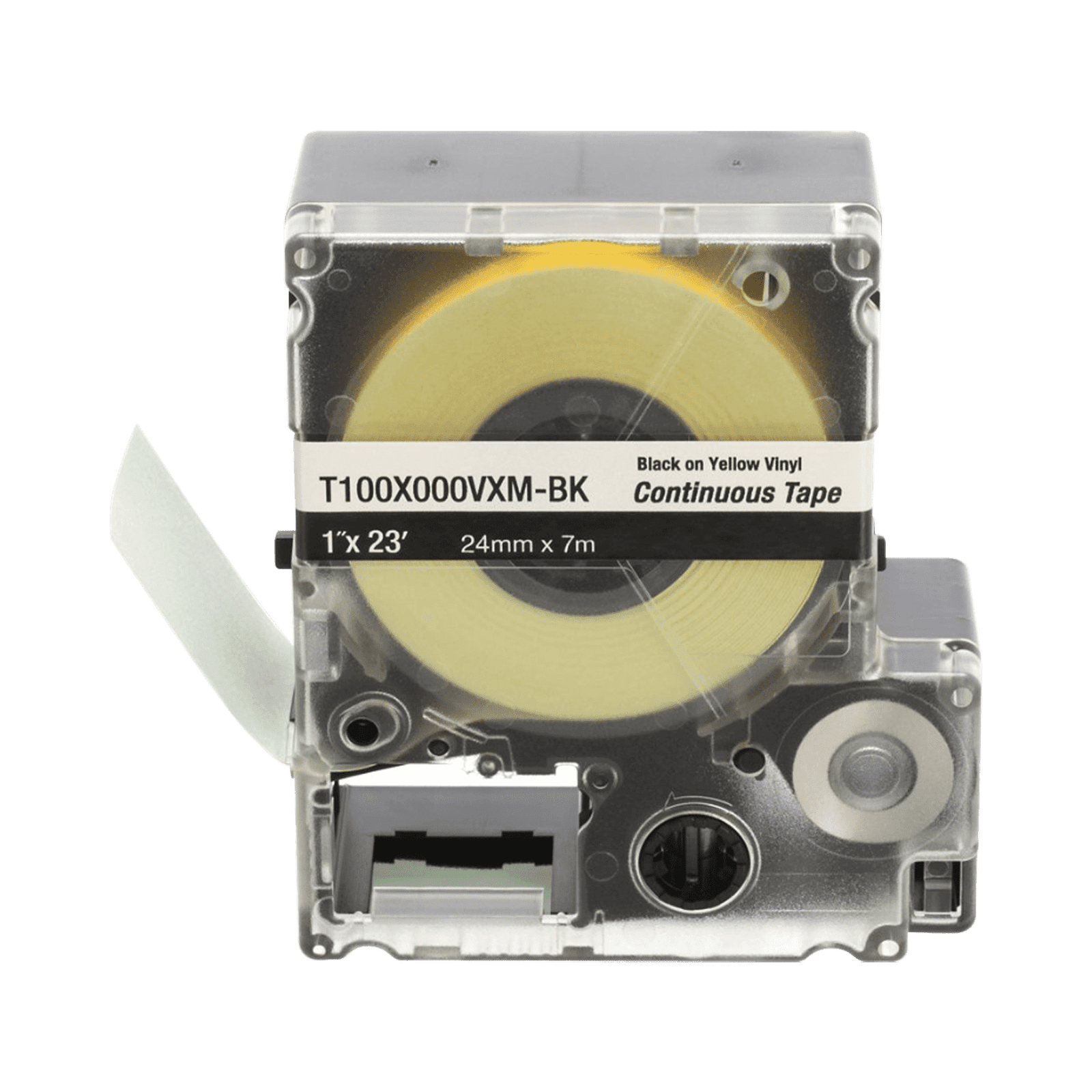 Casete de Etiquetas de Vinilo de Cinta Continua, Color Negro Sobre Amarillo, Uso Interior/Exterior, 24 mm (1 in) de Ancho x 7 m (23 ft) de Largo T100X000VXM-BK - PANDUIT