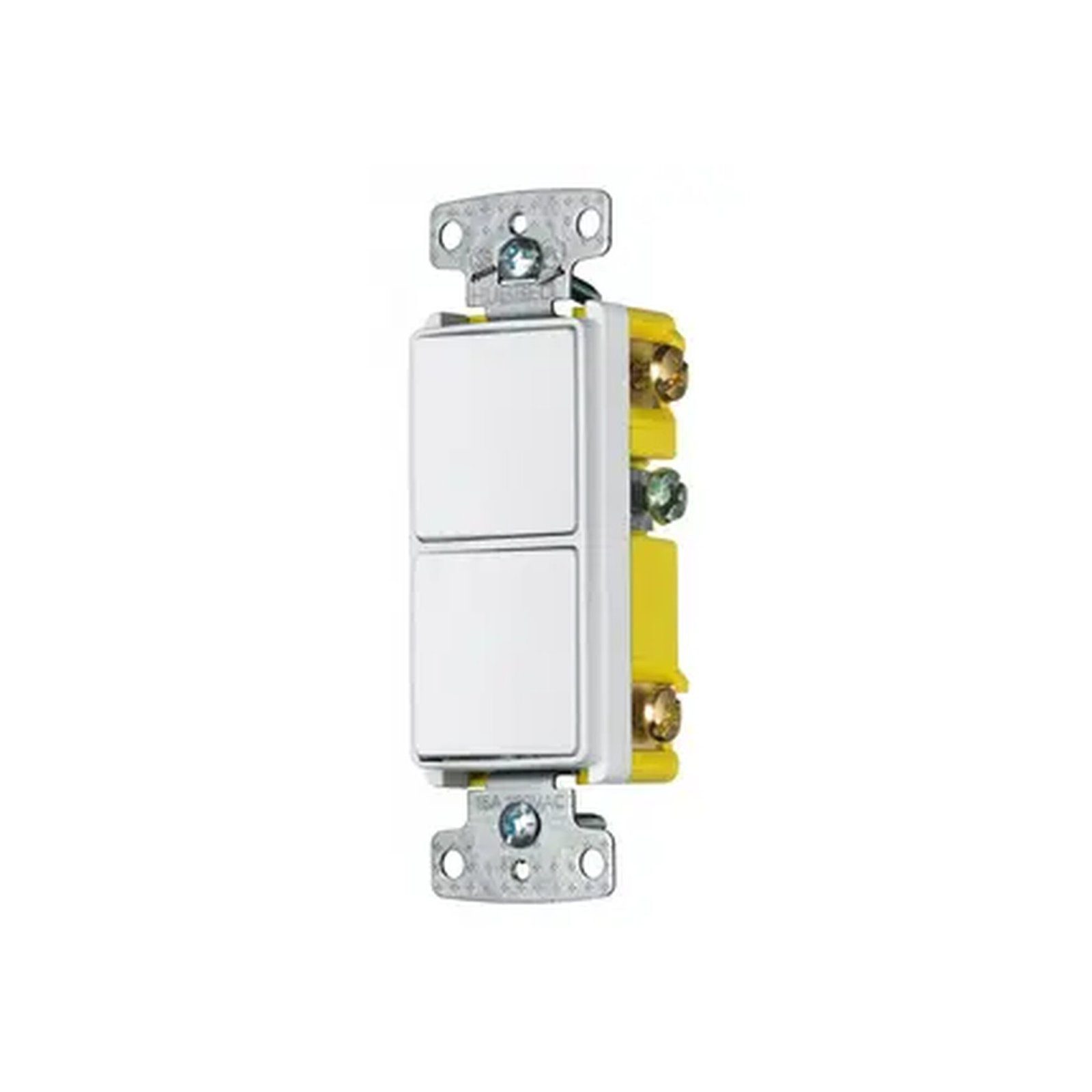 Interruptor Residencial 15 A 120-277 V, con 2 Bases Unipolares, Cableado lateral, Color Blanco. HUB-RCD-101W - HUBBELL