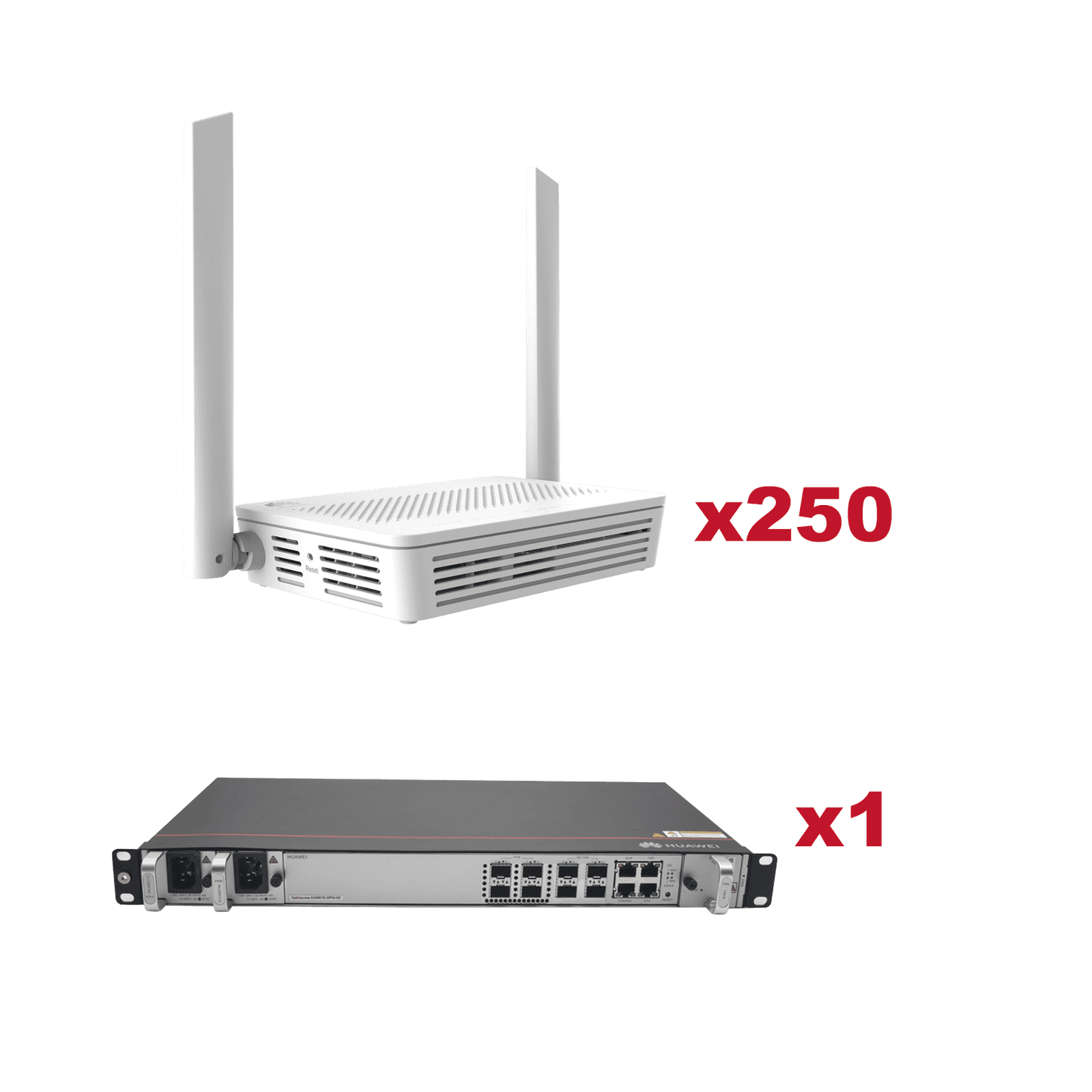 Kit 250 ONTs EG8041V5 GPON WiFi5 + 1 OLT EA5801E-GP04 (4 puertos GPON) EG8041V5-KIT - HUAWEI