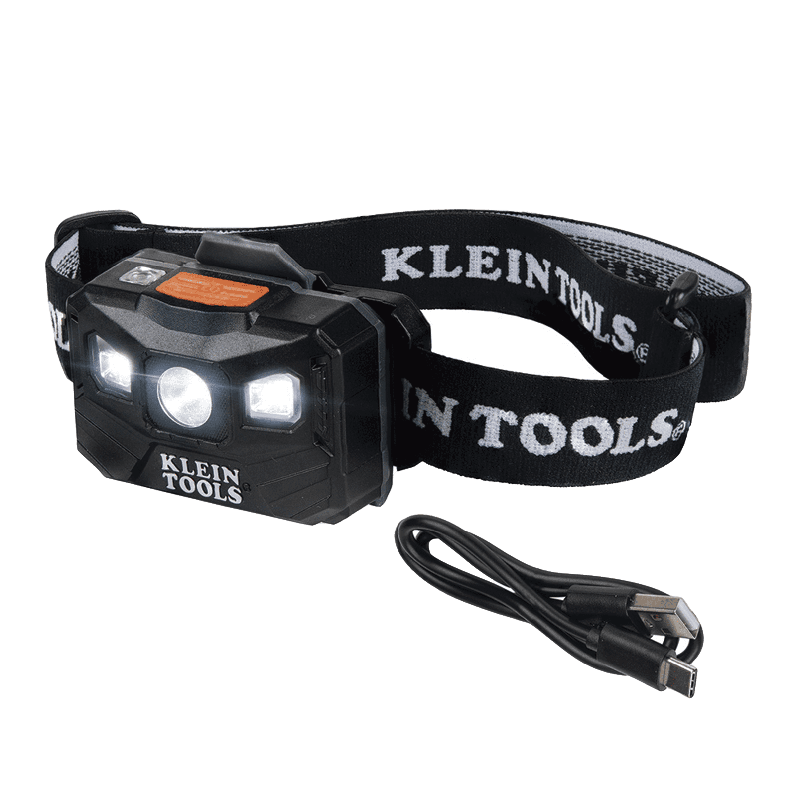Lámpara Luz LED Frontal Recargable de 400 Lúmenes, Apagado Automático, con Correa de Tela, Adaptable y Ajustable a Gorros, Cascos, Cachuchas  o directo a Frente Humana (Tipo Minero) 56048 - KLEIN TOOLS