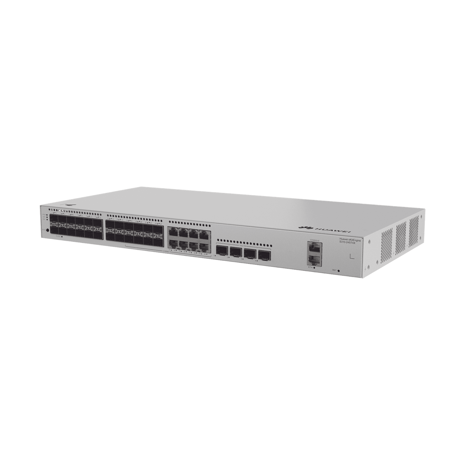 Switch Gigabit Administrable Capa 3 / 24 puertos SFP / 8 puertos 10/100/1000 Mbps (Combo) / 4 Puertos SFP+ Uplink / iStack /Administración Nube Gratis S310-24ST4X - HUAWEI