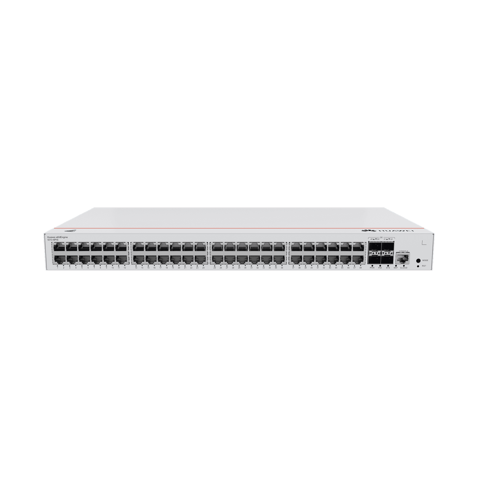 Switch Gigabit Administrable PoE Capa 3 / 48 puertos 10/100/1000 Mbps (PoE) / 4 Puertos SFP Uplink / 380W / PoE Perpetuo / iStack / Administración Nube Gratis S310-48P4S - HUAWEI