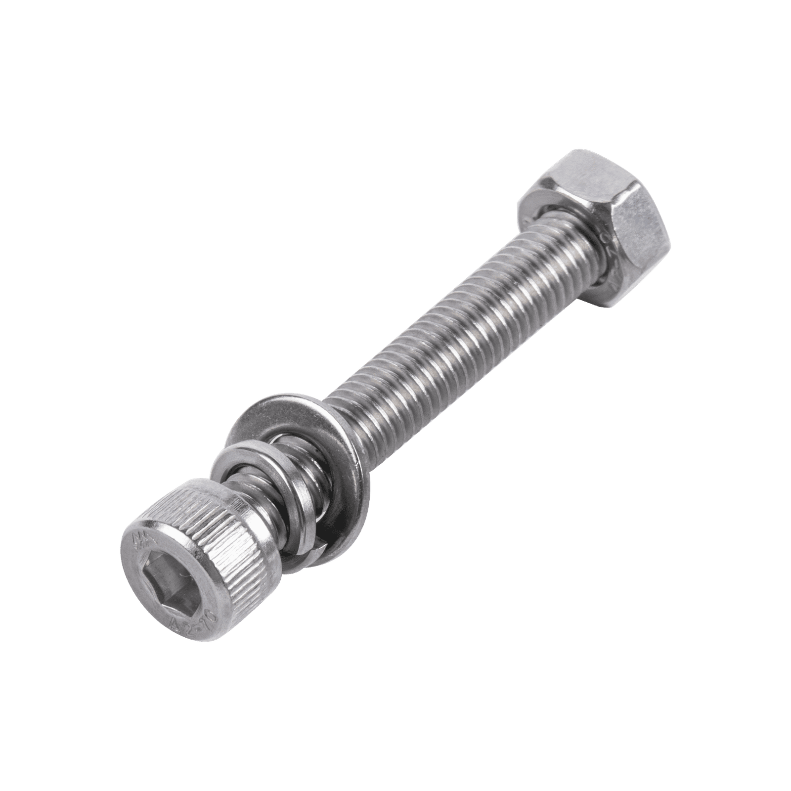 1 Tornillo Allen Milimétrico de Acero Inoxidable  M8-1.25 x 30/ Con 1 Tuerca, 1 Arandela de Presión y 1 Plana / Para Montajes de Módulos Foto Voltaicos . 950-5080-304 - DMT