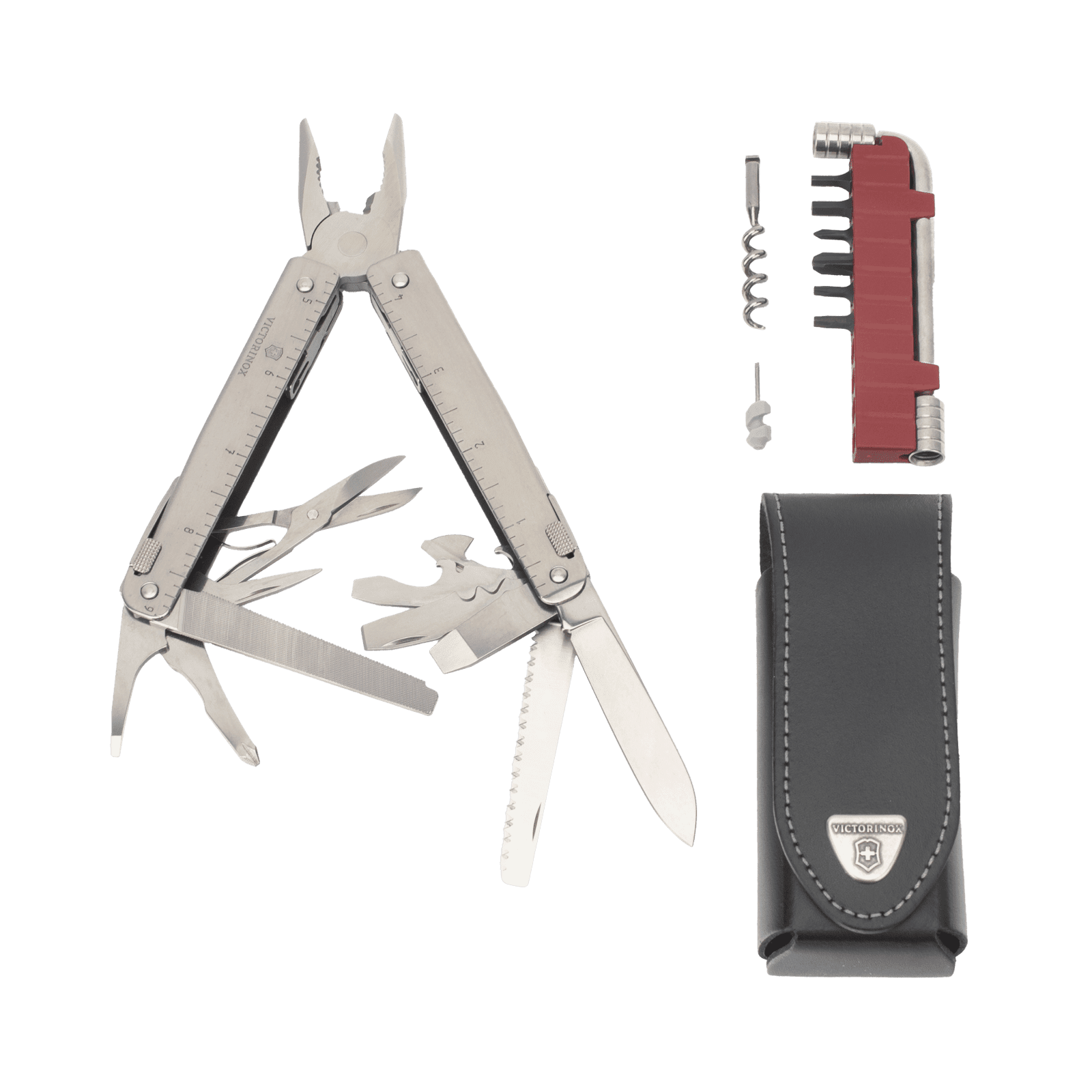 SwissTool – Multiherramienta tipo Navaja de Acero Inoxidable, 37 funciones y Funda de Piel 30338L 223685 - VICTORINOX