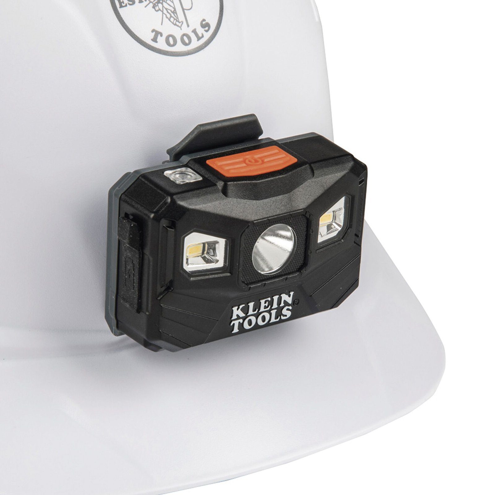 Lámpara Luz LED Frontal Recargable de 400 Lúmenes, Apagado Automático, con Correa de Tela, Adaptable y Ajustable a Gorros, Cascos, Cachuchas o directo a Frente Humana (Tipo Minero) 56048 - KLEIN TOOLS