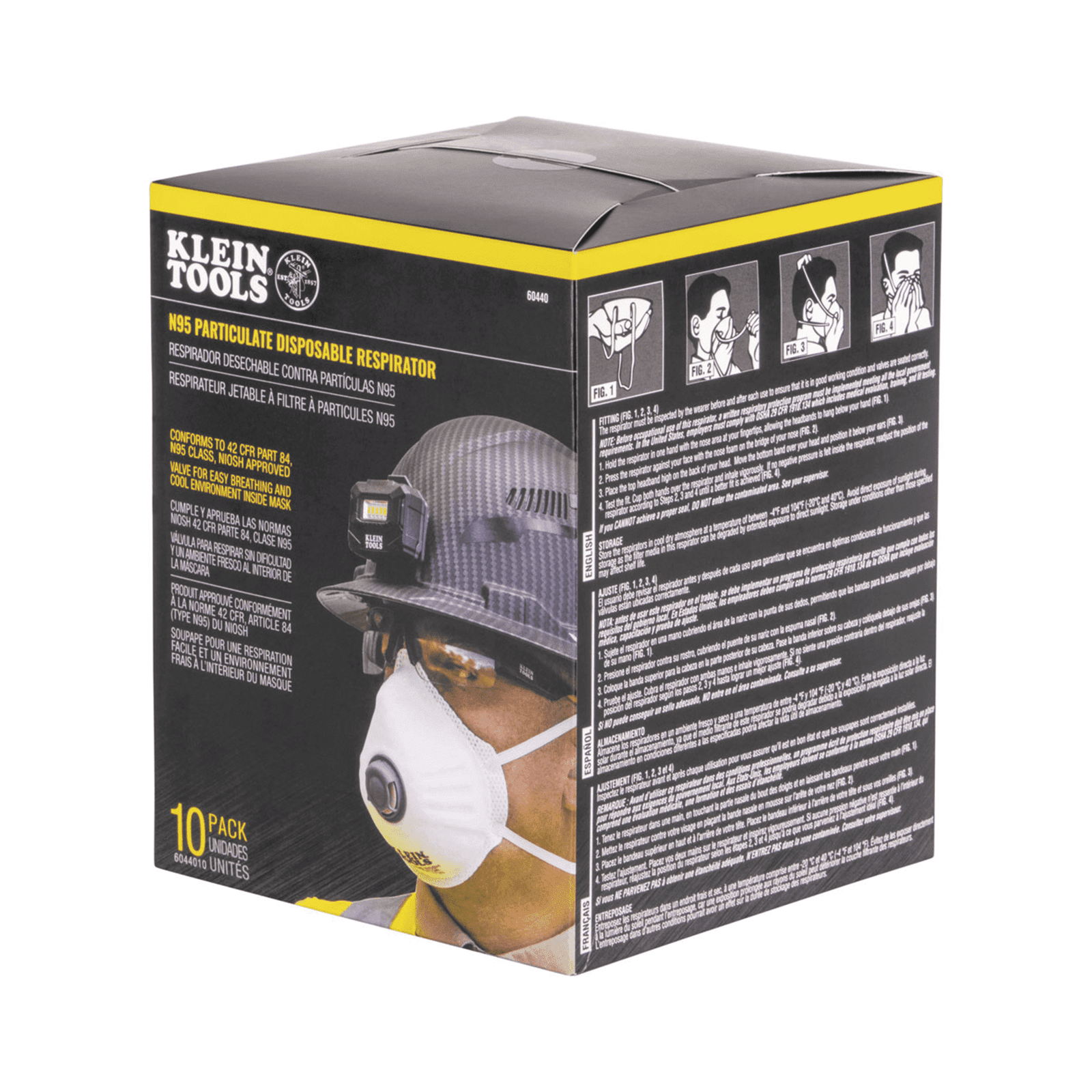 Respirador Desechable N95 Ideal para el Trabajo, Paquete de 10 Piezas 6044010 218827 - KLEIN TOOLS