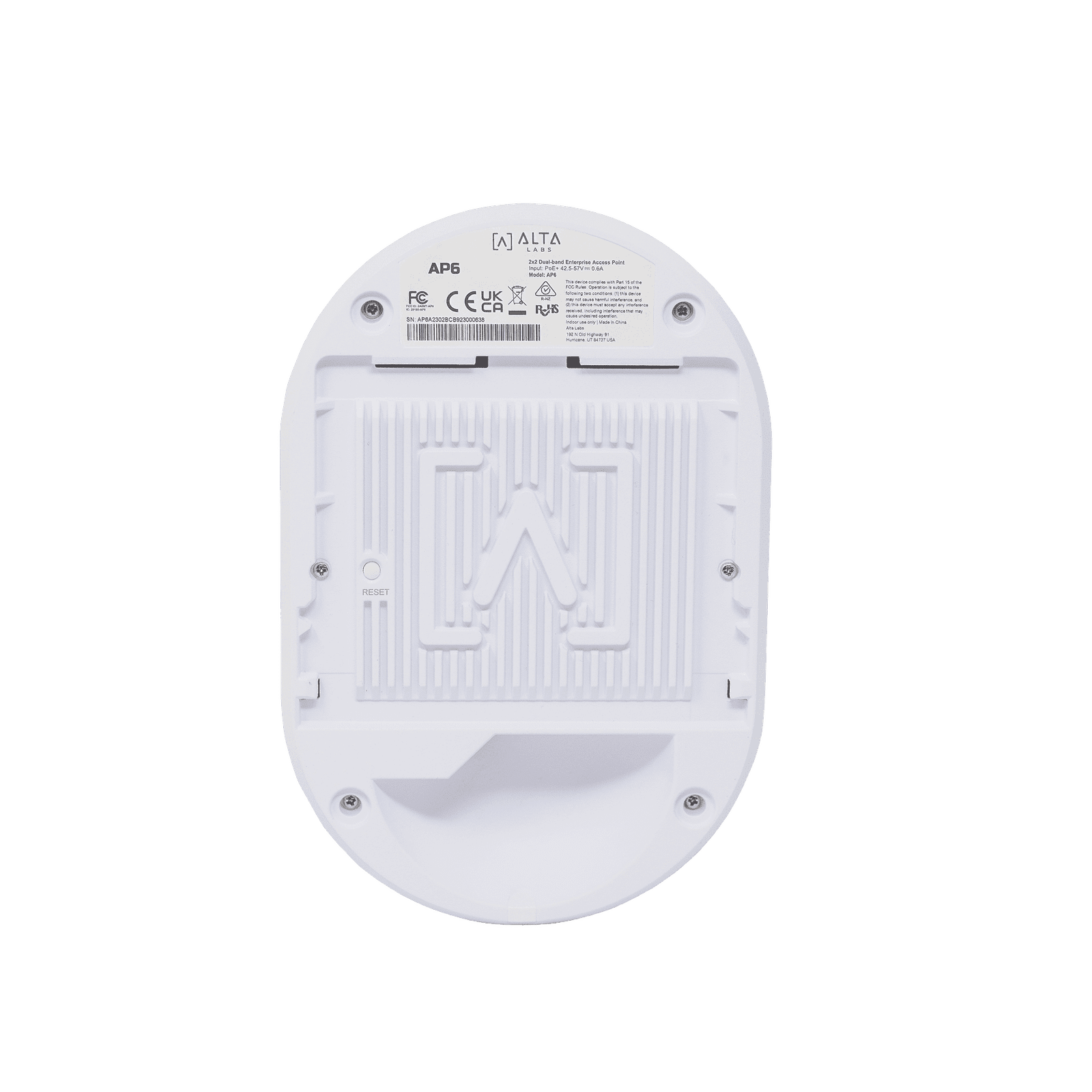 Punto de Acceso Wi-Fi 6 AP6 de 3 Gbps para 300+ Usuarios, MU-MIMO 2×2 / Adopción Fácil por Bluetooth / Para Interior / Montaje Rápido QuickMount™ para Techo o Pared / DPI para Bloqueo de Aplicaciones AP6 218649 - ALTA LABS