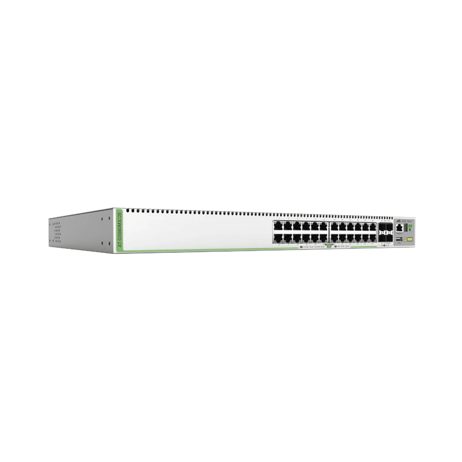 (GS980MX/28) Switch Stack L3, 24 puertos 10/100/1000-T, 4 Puertos SFP+ 10G, Fuente de poder fija AT-GS980MX/28-10 213002 - ALLIED TELESIS