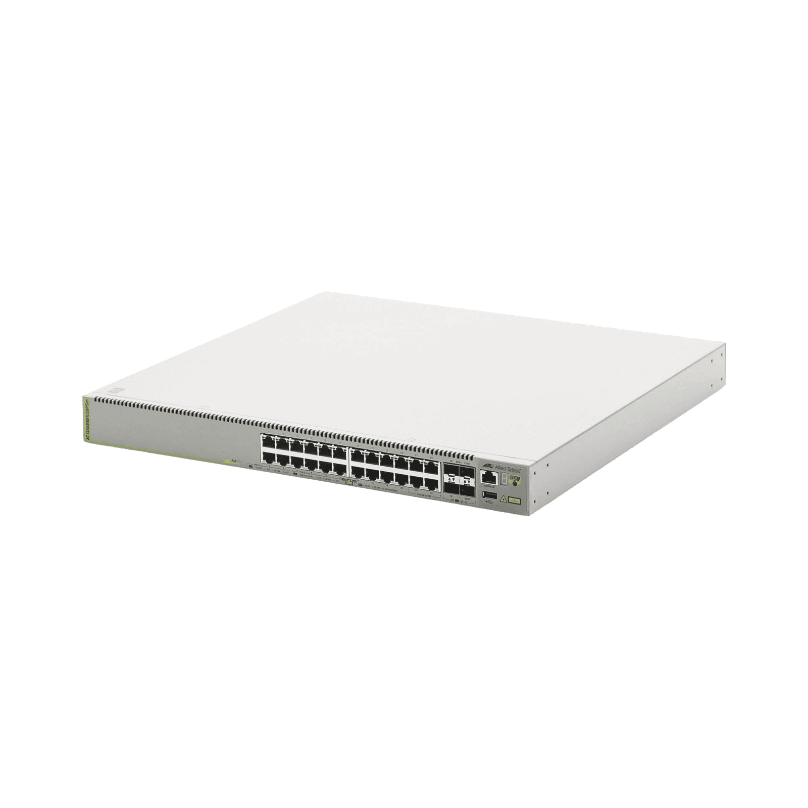 Switch L3, Stack, 20 puertos 1G POE+, 4 MultiGigabit POE+, 4 puertos SFP+, PSU FIJA AT-GS980MX/28PSM-10 213001 - ALLIED TELESIS