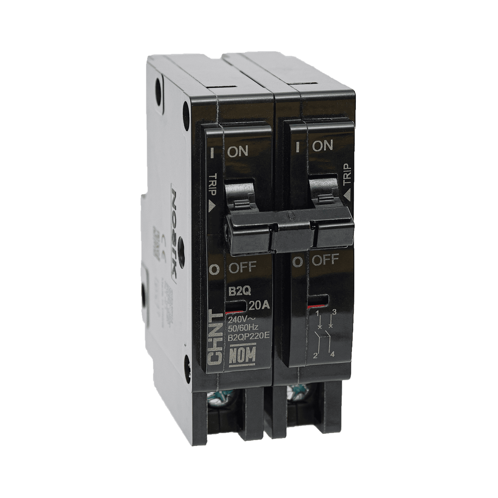 Interruptor Termomagnético Enchufable, Serie: B2Q, 2P, 20A, 240V (SKU:1002279) B2QP220E - CHINT