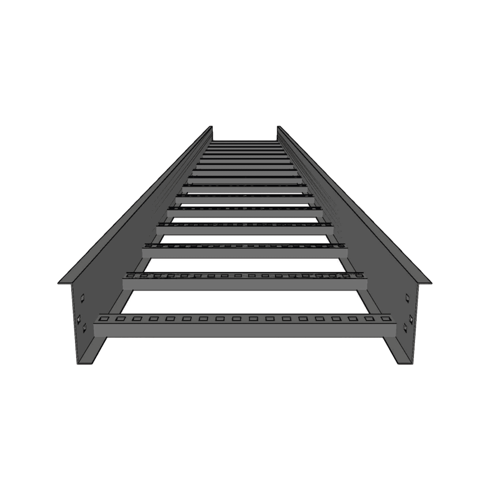 Escalera de Aluminio Portacables / Perfil Z / Peralte 3 1/4″ /Paso 9″ / Ancho 6″ / 3.66 metros / Capacidad Máx. 137 Cables / Incluye Cople Union y Tornillería CH-E89PX6AK - CHAROFIL