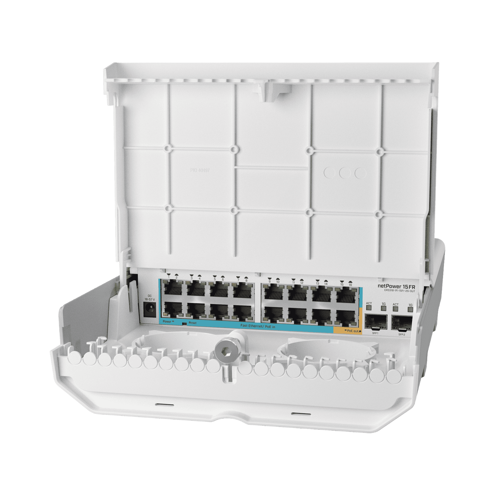 (netPower 15FR) Switch exterior de 18 puertos con 15 puertos PoE inversos y SFP CRS318-1FI-15FR-2S-OUT 186856 - MIKROTIK