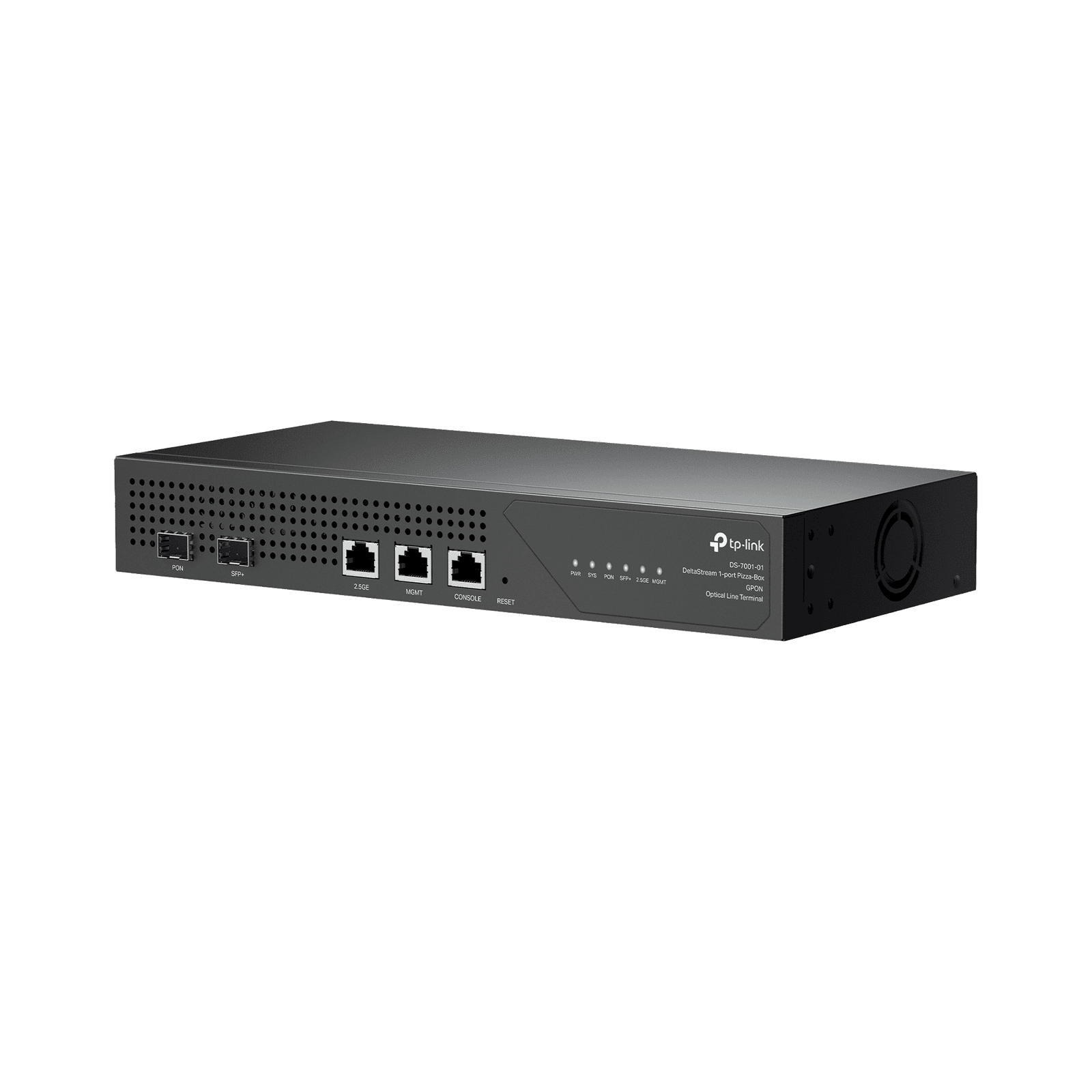 Delta Stream – OLT de 1 puerto GPON / Conexión de hasta 128 ONUs / 1 Puerto 2.5 Gigabit RJ45 Uplink PoE/ 1 Puertos SFP+ Uplink / Fuentes Redundantes AC- PoE at / Administración desde la nube (DPMS) DS-P7001-01 - TP-LINK