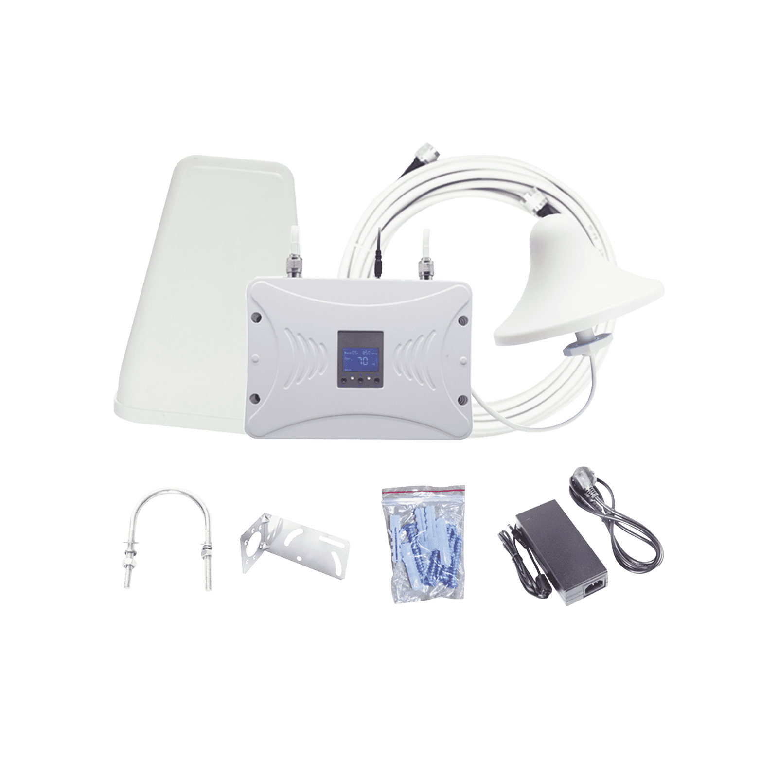 Kit Amplificador de Señal Celular 4G LTE, 3G y Voz. Funciona con Todos los Operadores. Soporta Múltiples Dispositivos y Tecnologías. Hasta 1000 metros cuadrados de Cobertura EP20-TB-4GV2 - EPCOM