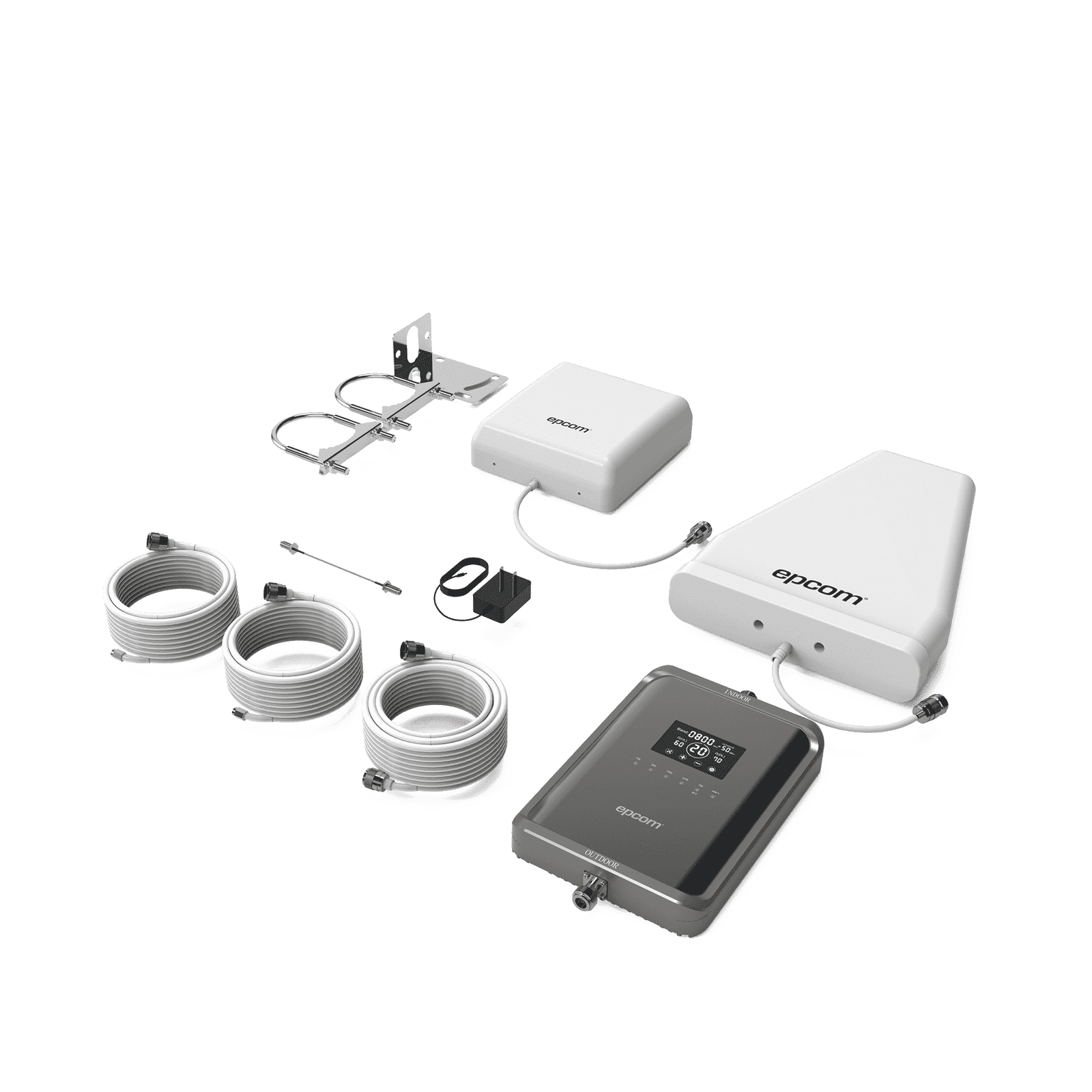 Kit Amplificador de Señal Celular 5G / Mejora las llamadas convencionales y VoLTE / Soporta los datos de las tecnologías 2G, 3G, 4G y 5G de TELCEL, AT&T, MOVISTAR y OMV de Altán / Cubre hasta 2 espacios de 250 m2. EP-5G-PBS - EPCOM
