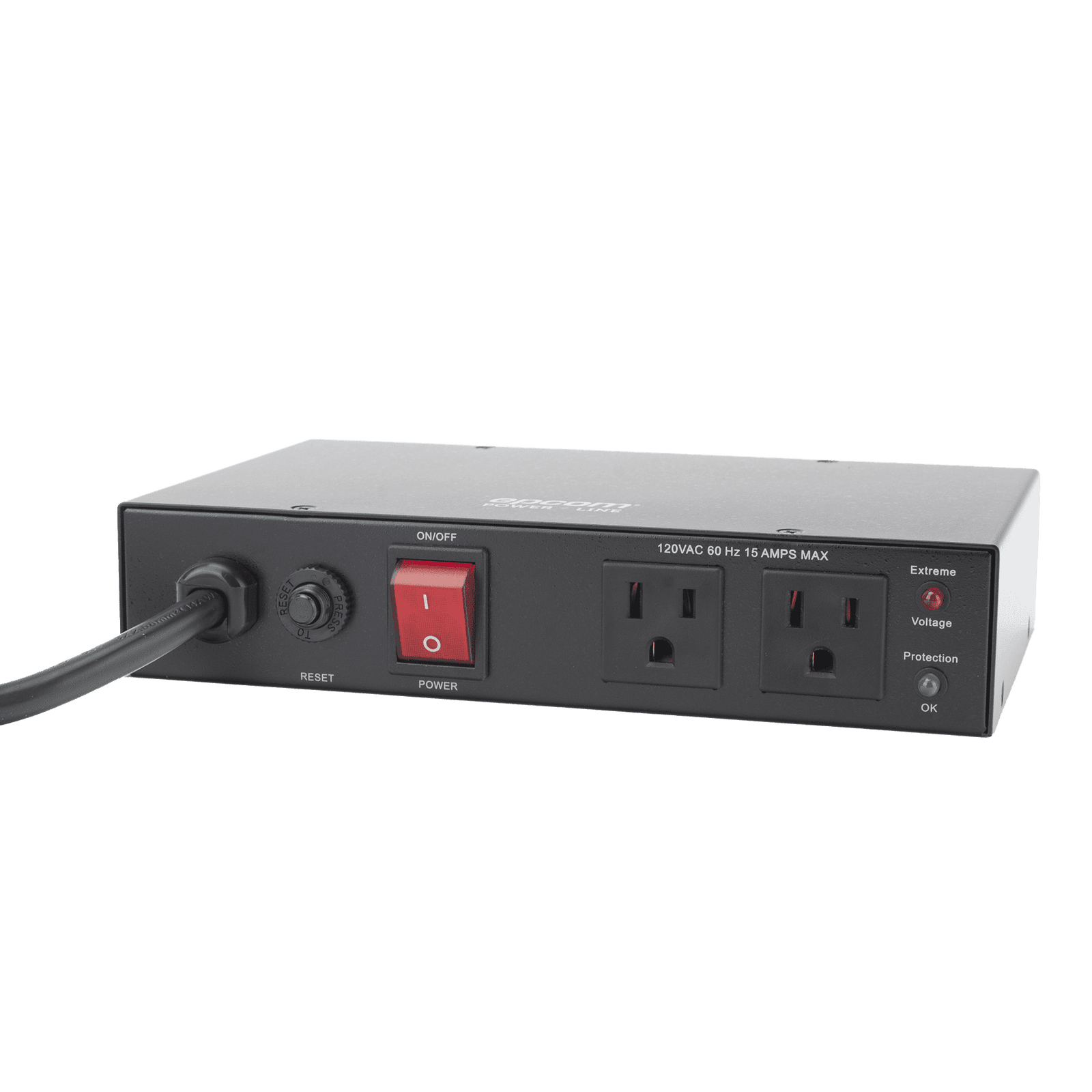 Acondicionador de Voltaje / Entrada 120 Vca / 2 salidas @ 120 Vca NEMA 5-15R / 1,800 W / 15 A / Supresión de Picos / Regulador de voltaje. EPLCON2O - EPCOM POWERLINE